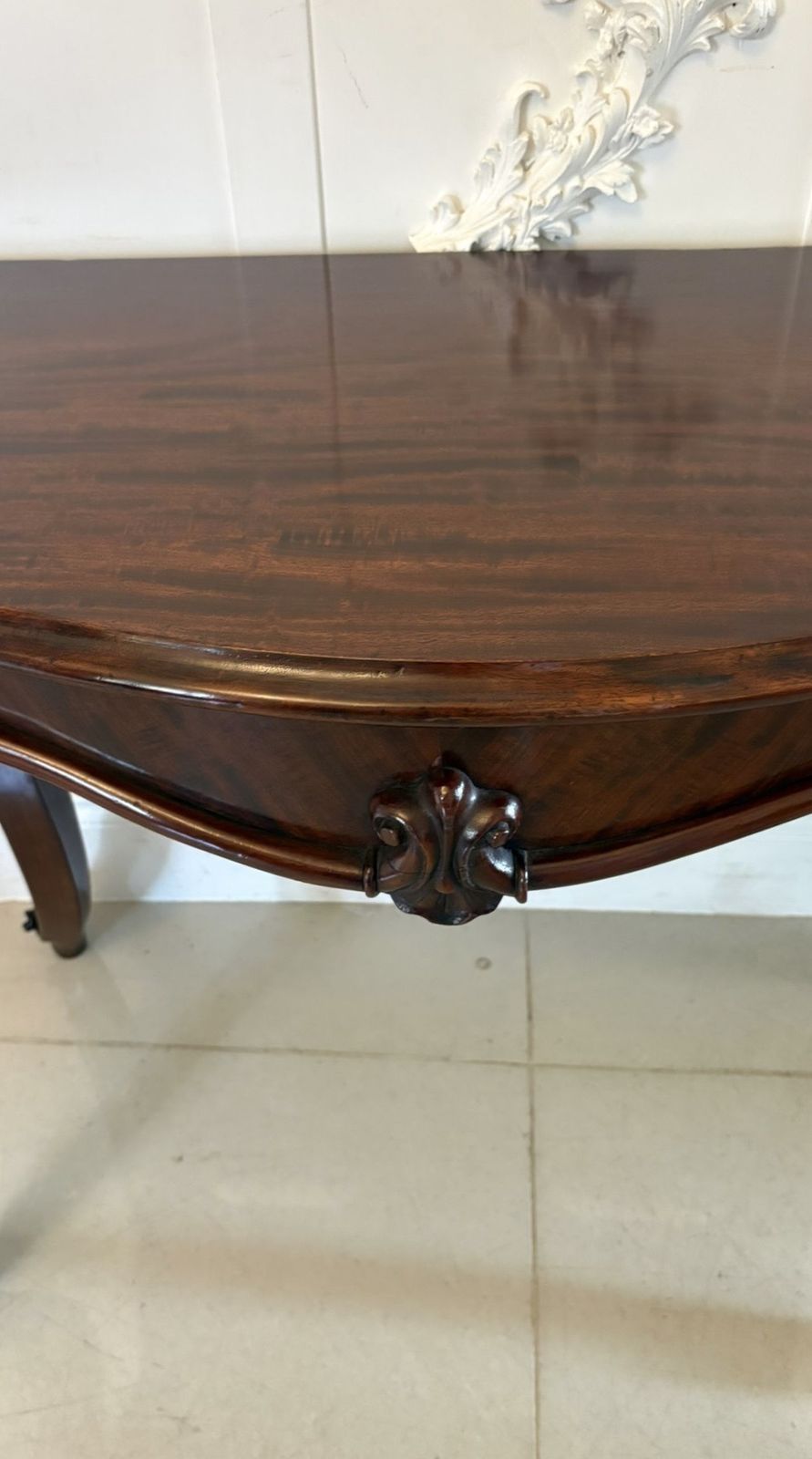 Antique English 19th Century Mahogany Serpentine Hall Table photo Furniture