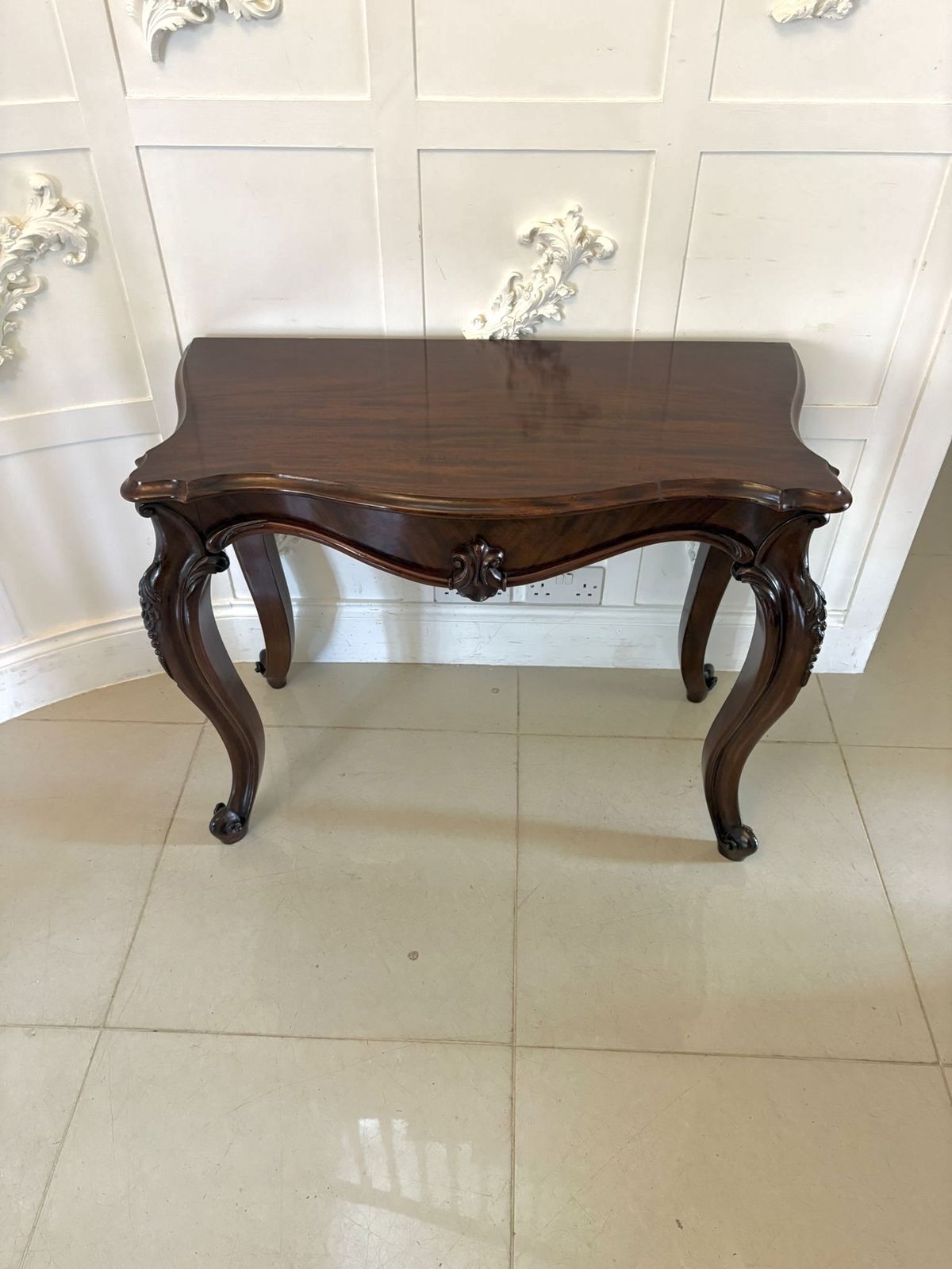 Antique English 19th Century Mahogany Serpentine Hall Table photo buy