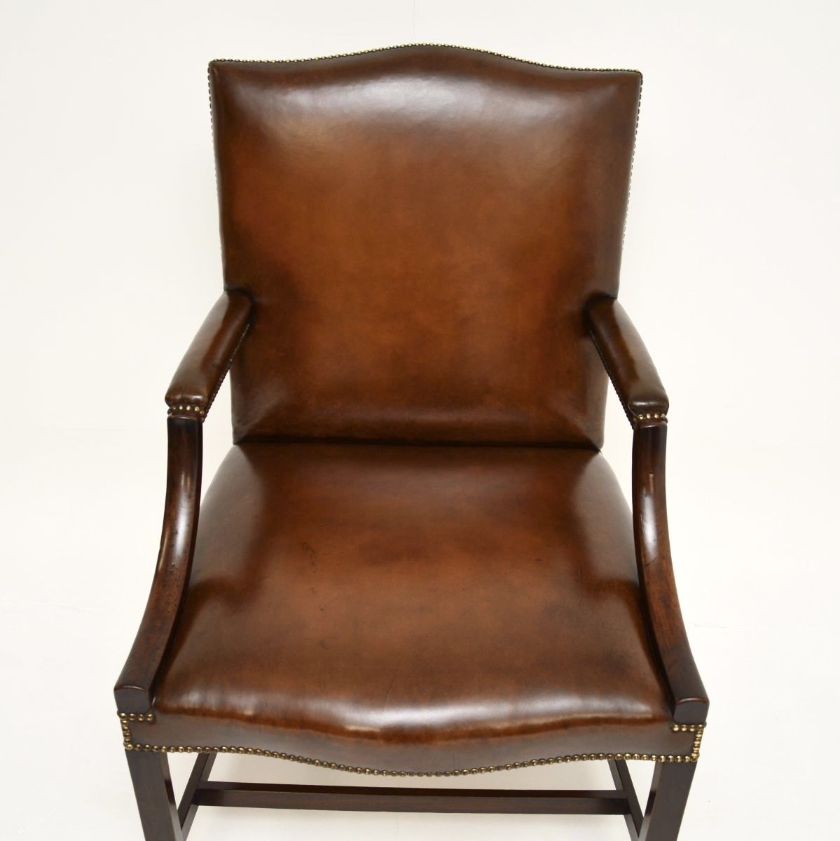 Antique Georgian Leather And Mahogany Gainsborough Armchair photo Furniture