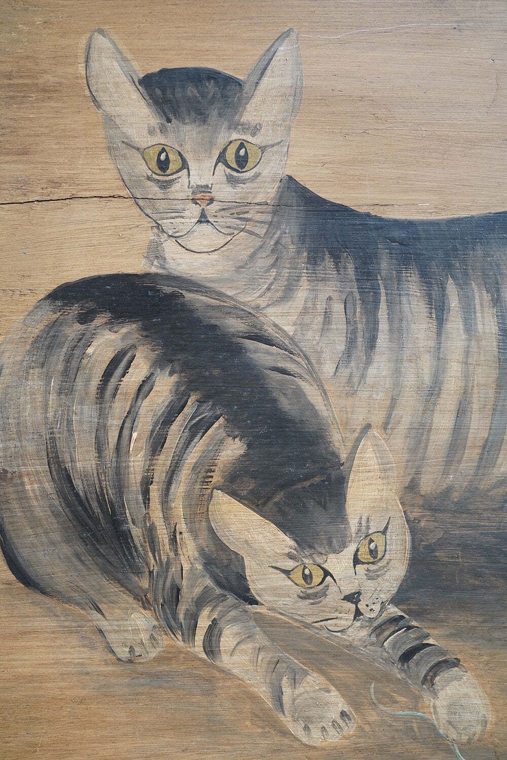 photo for sale An Early 19thc English Naïve School Oil On Panel Of Kittens Playing With A Reel Of Thread C.1830 40