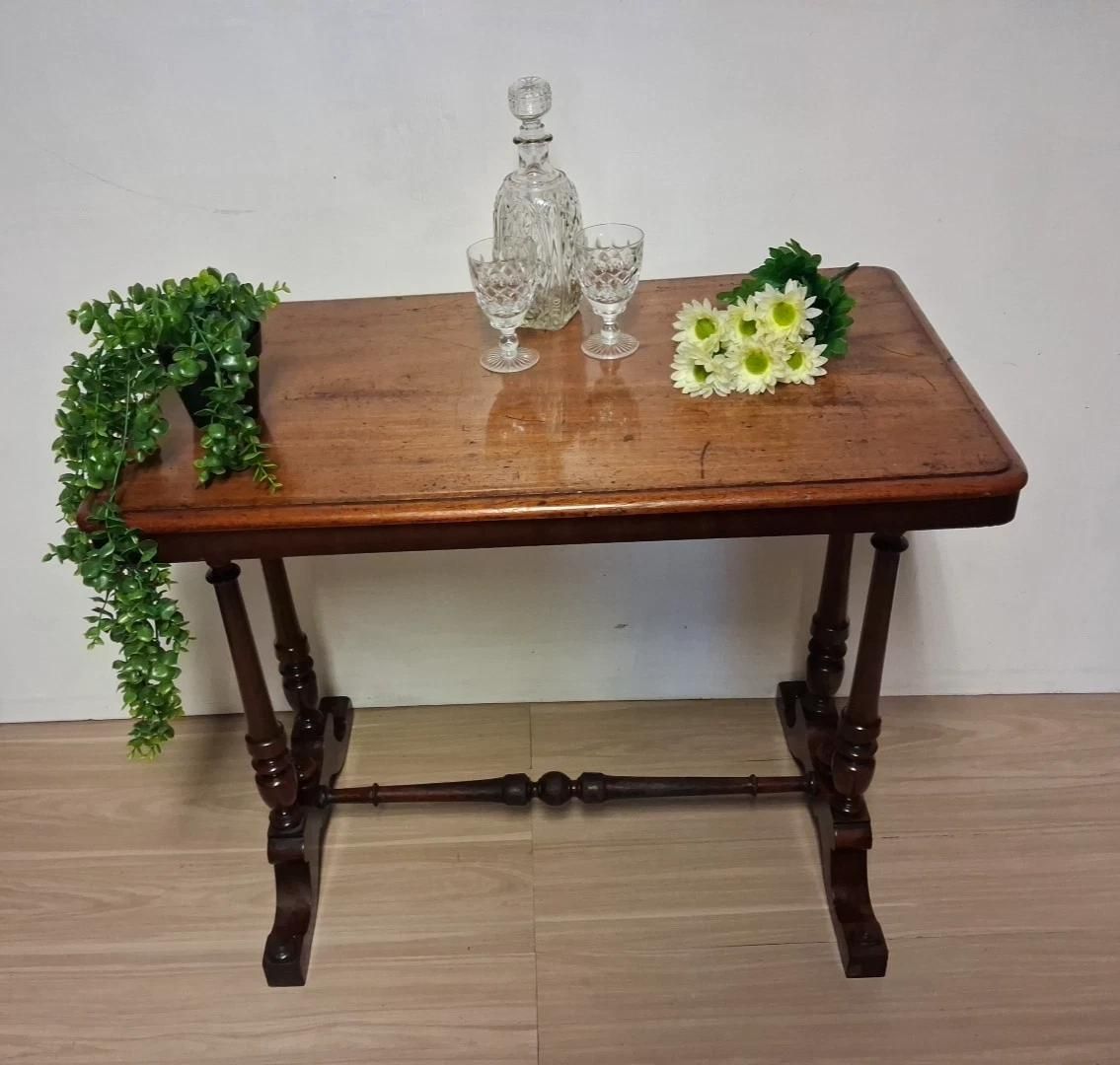 Antique Victorian Side Table Stretcher Table Full Of Patina