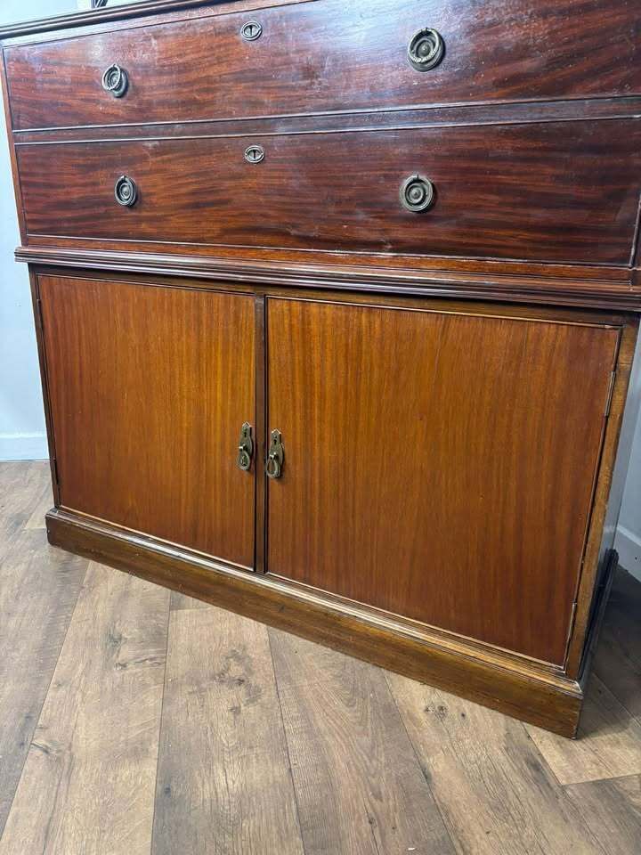 19th Century Mahogany Astral Glazed Secretaire Bookcase photo Furniture