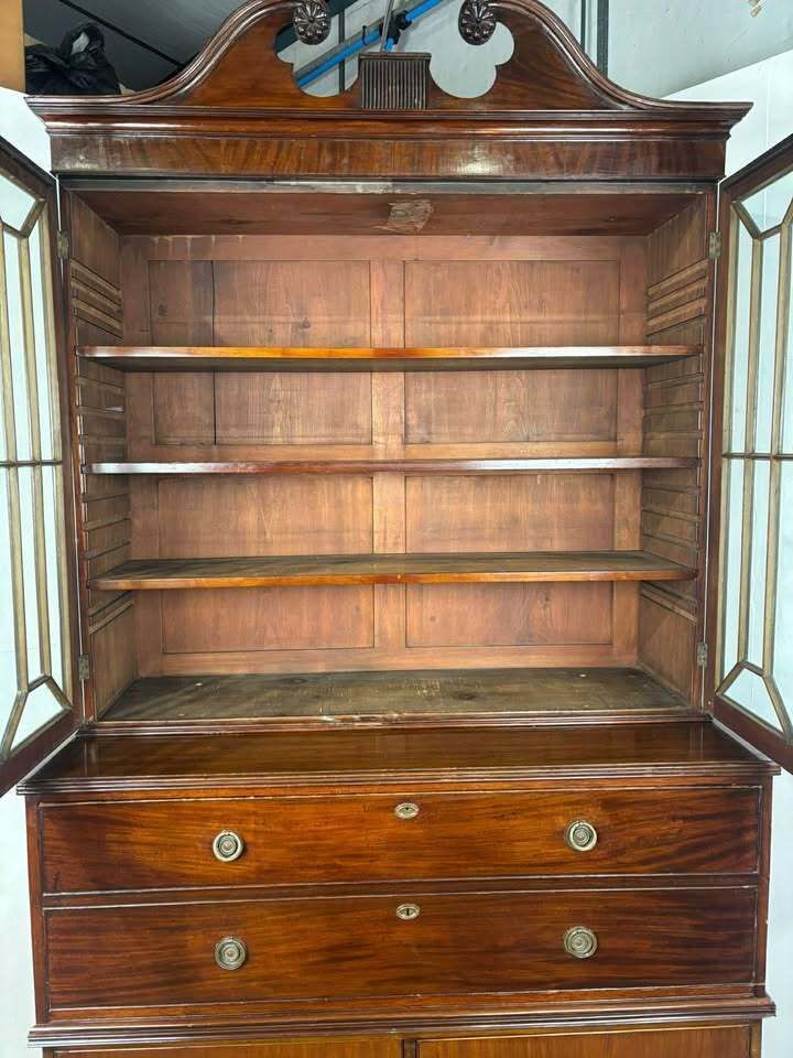 19th Century Mahogany Astral Glazed Secretaire Bookcase photo 599.0