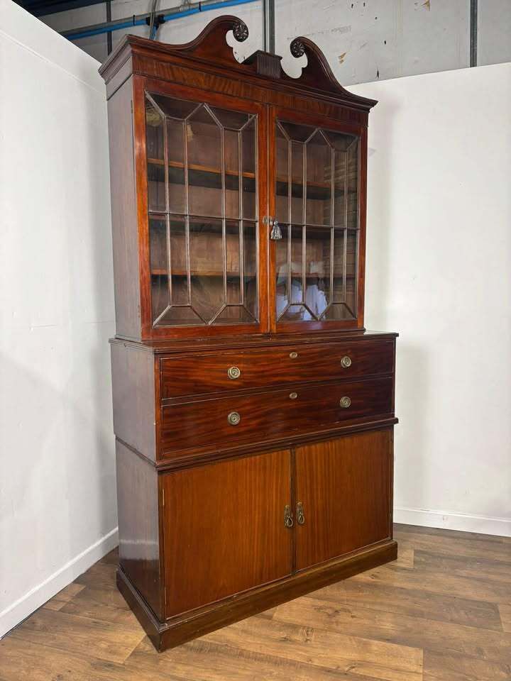 19th Century Mahogany Astral Glazed Secretaire Bookcase photo buy
