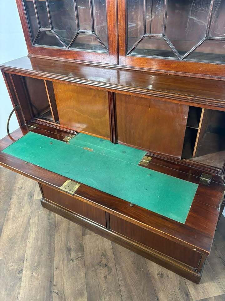 photo buy 19th Century Mahogany Astral Glazed Secretaire Bookcase