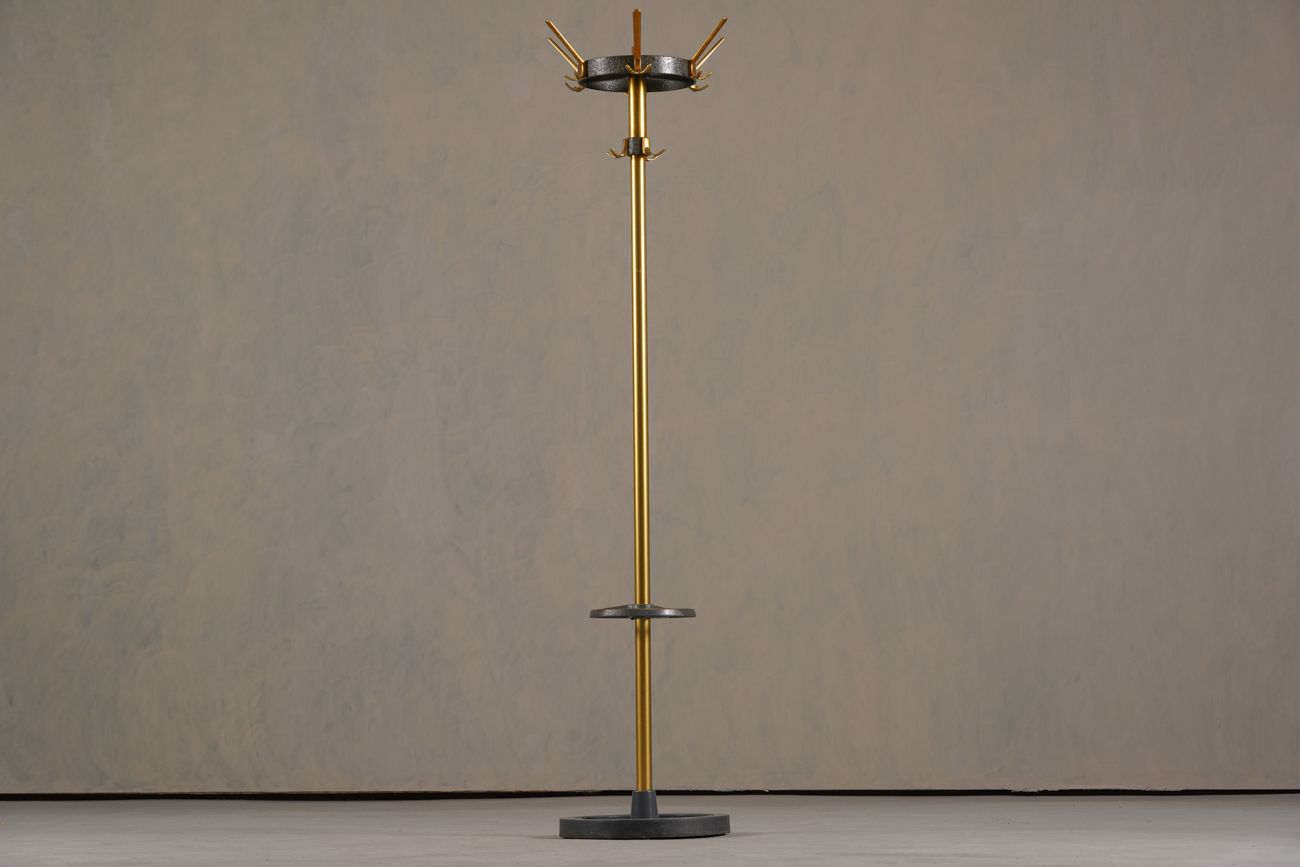 Vintage Brass & Metal Coat Stand By Jacques Adnet, France 1950’s photo furniture