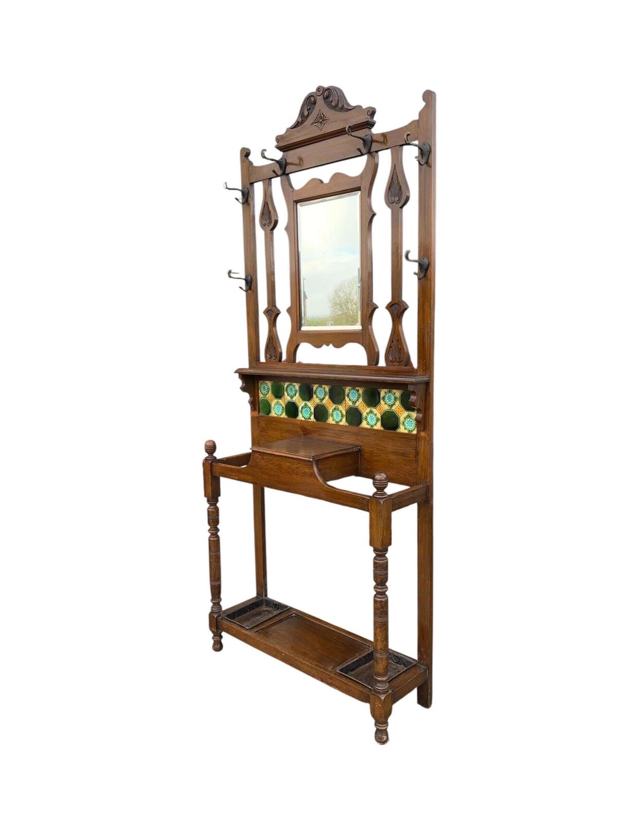 Antique Oak Art Nouveau Coat Stand Hall Stand photo Furniture
