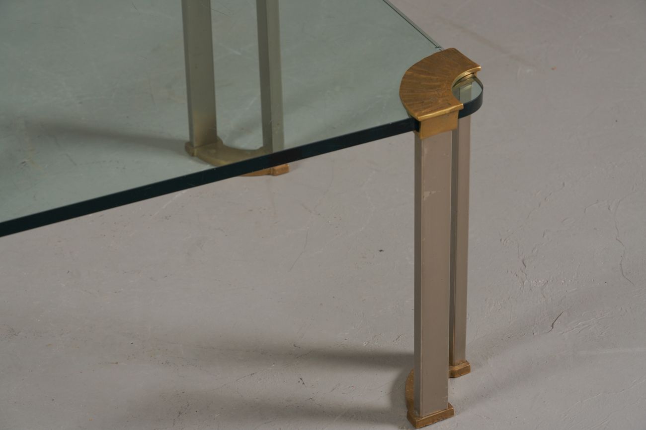 Vintage Bronze And Glass Small Coffe Table By Peter Ghyczy, Germany 1970’s photo vinterior