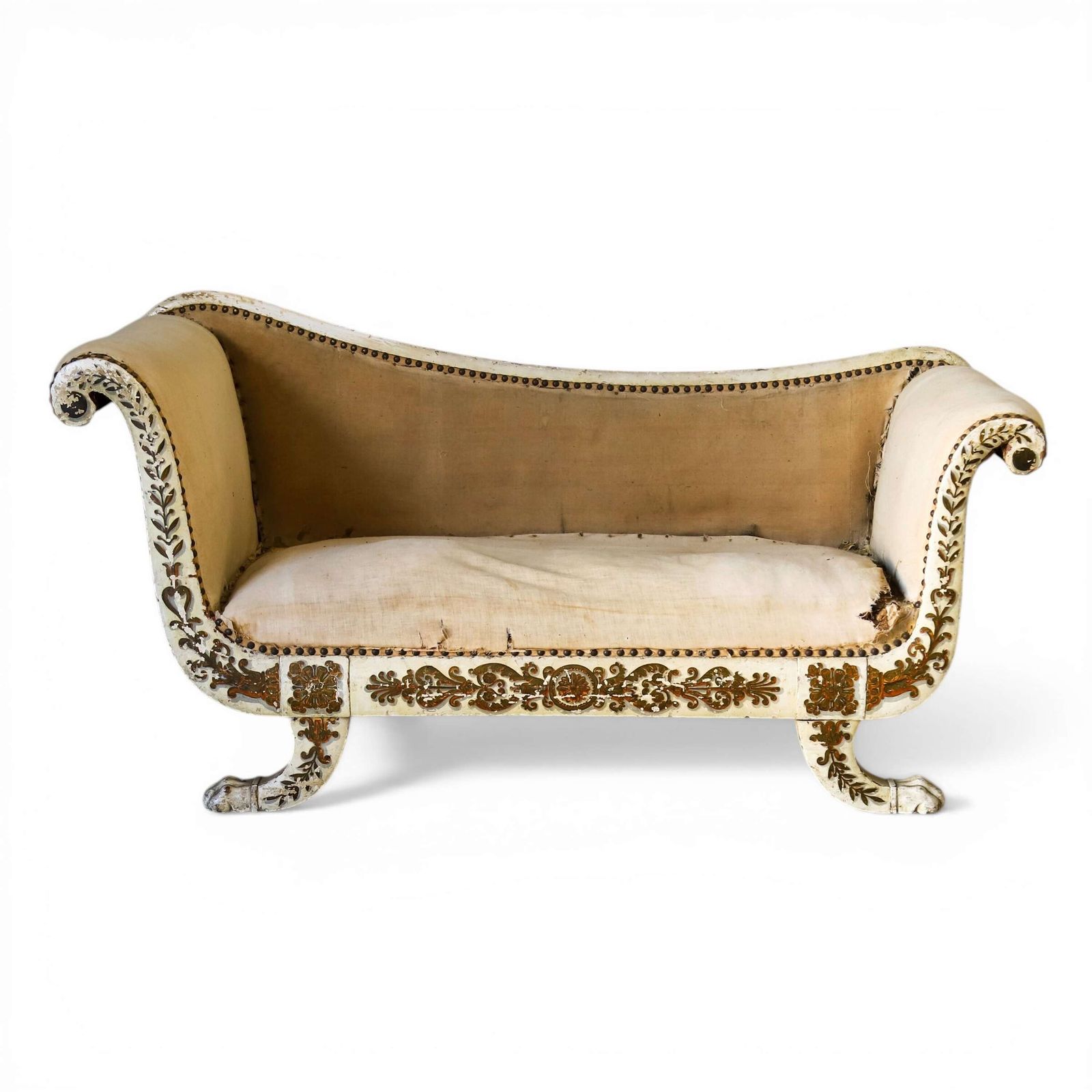 Original Condition 19th Century French Sofa Or Chaise   Lion Paw Feet, Restoration Piece
