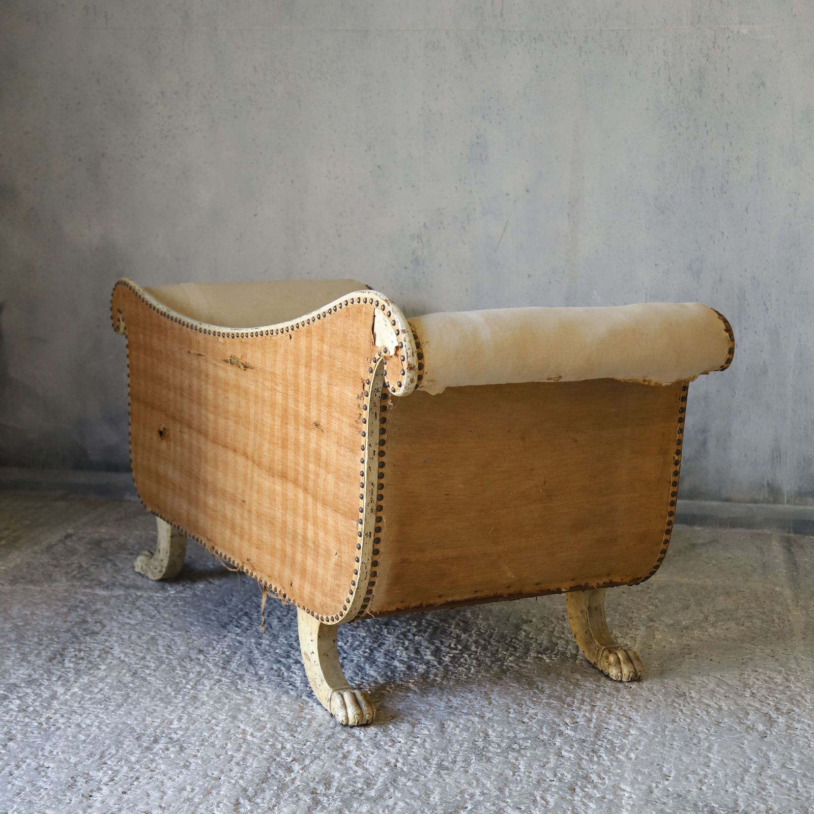 photo vintage Original Condition 19th Century French Sofa Or Chaise   Lion Paw Feet, Restoration Piece