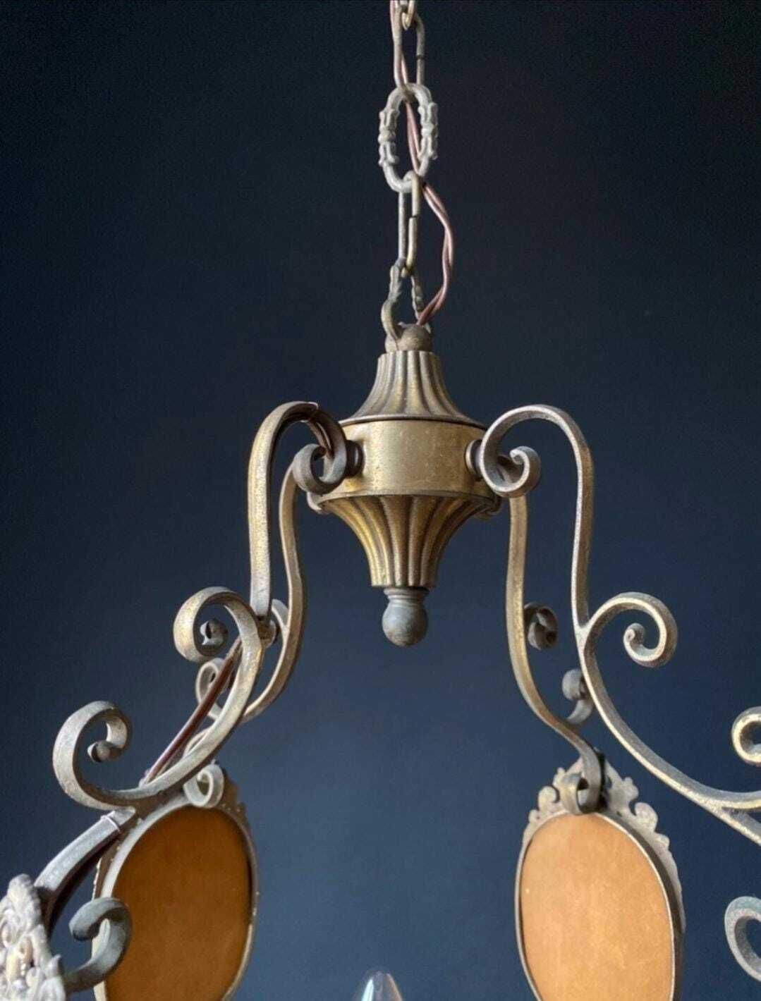 455.0 Duty Free USA. Antique Chandelier With Ceramic From Italy photo