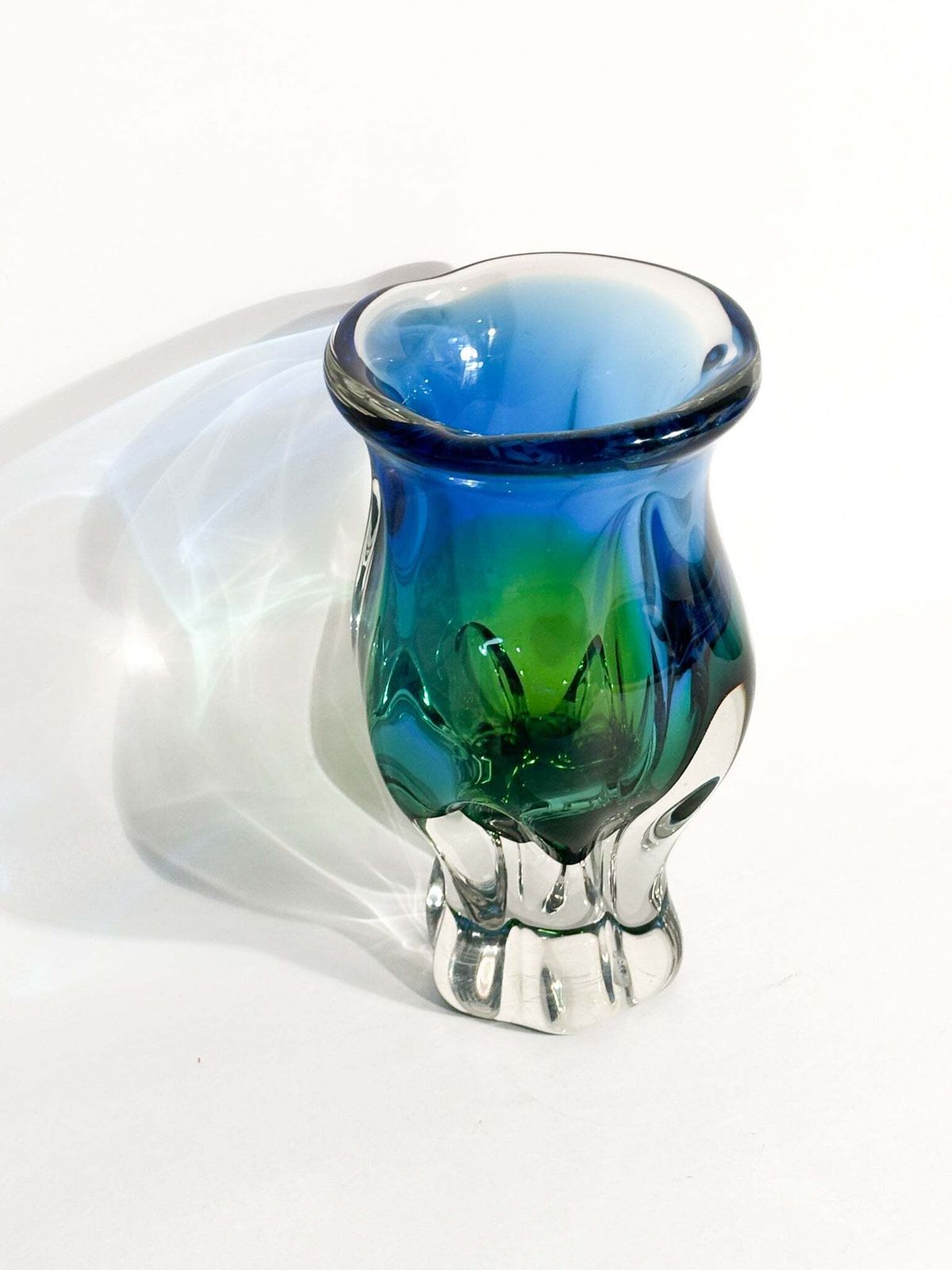 1970s Blue And Green Sommerso Murano Glass Vase photo 168.0