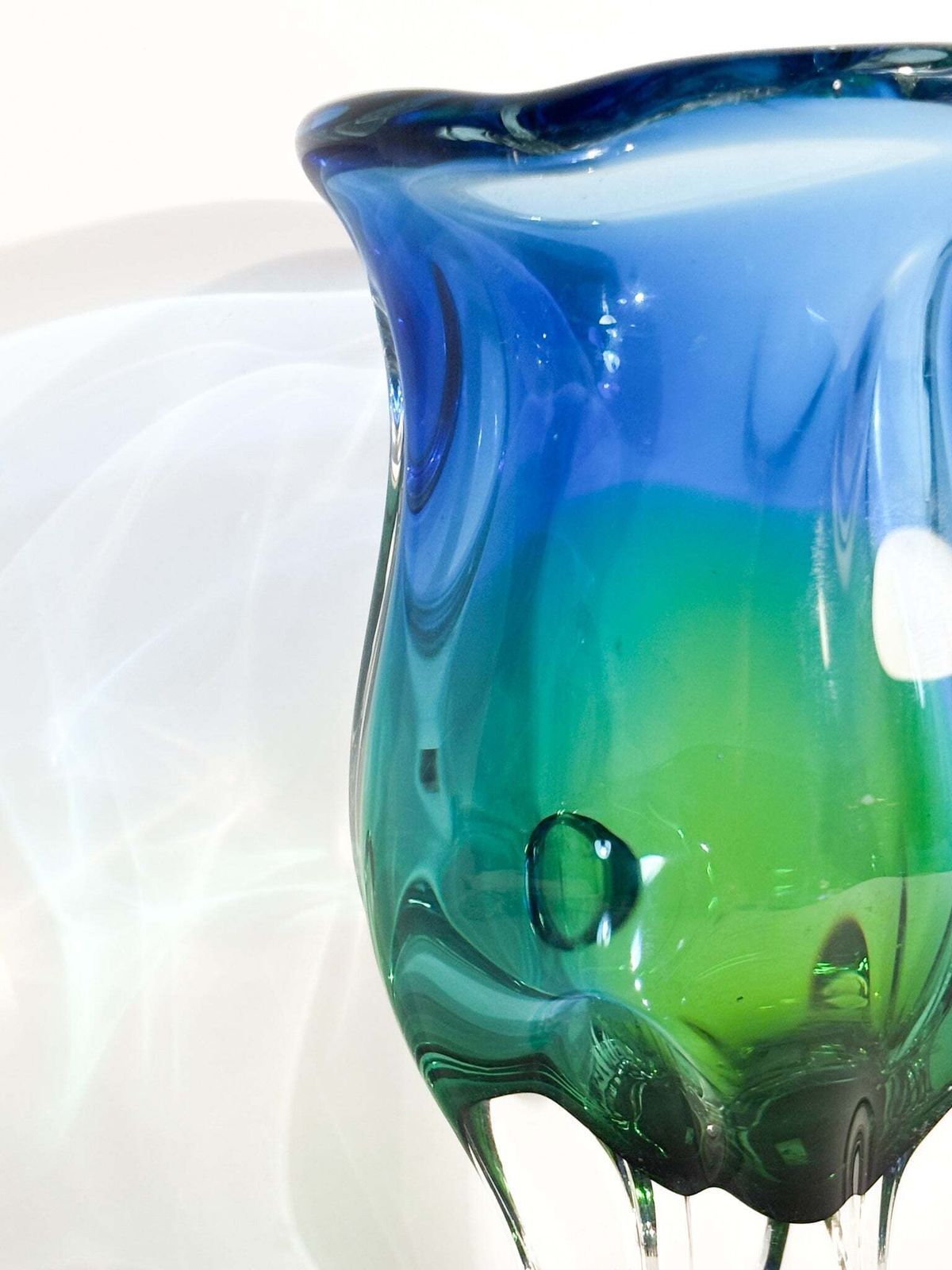 1970s Blue And Green Sommerso Murano Glass Vase photo buy
