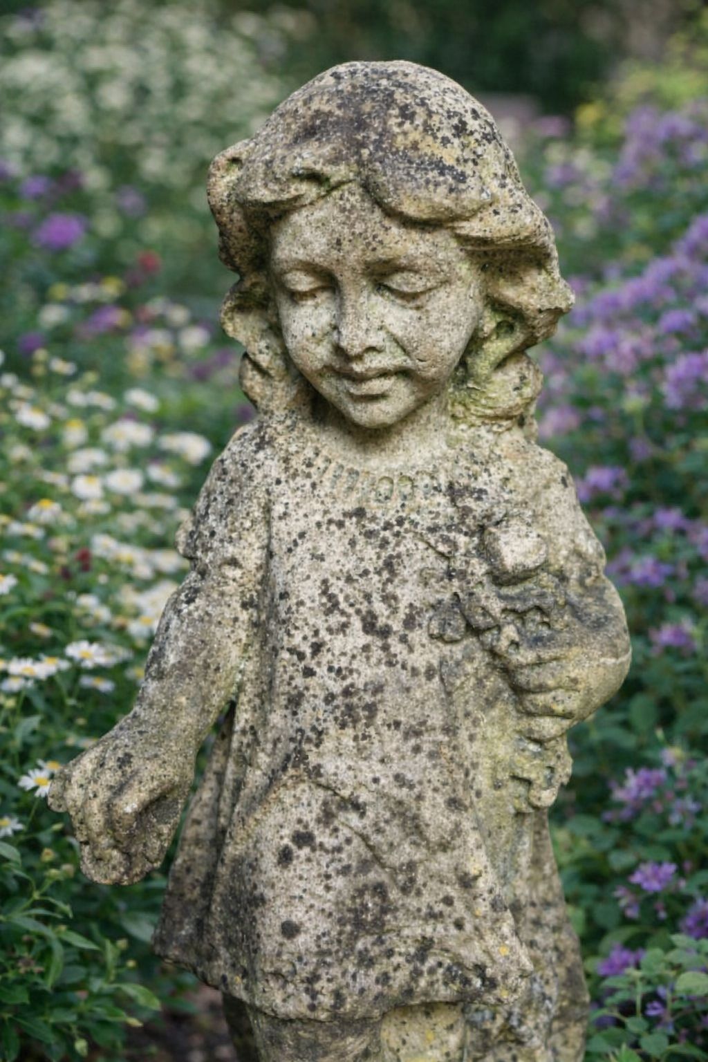 A Very Sweet Hand Carved Stone Figure Of A Young Girl, Dating To Circa 1930 photo for sale