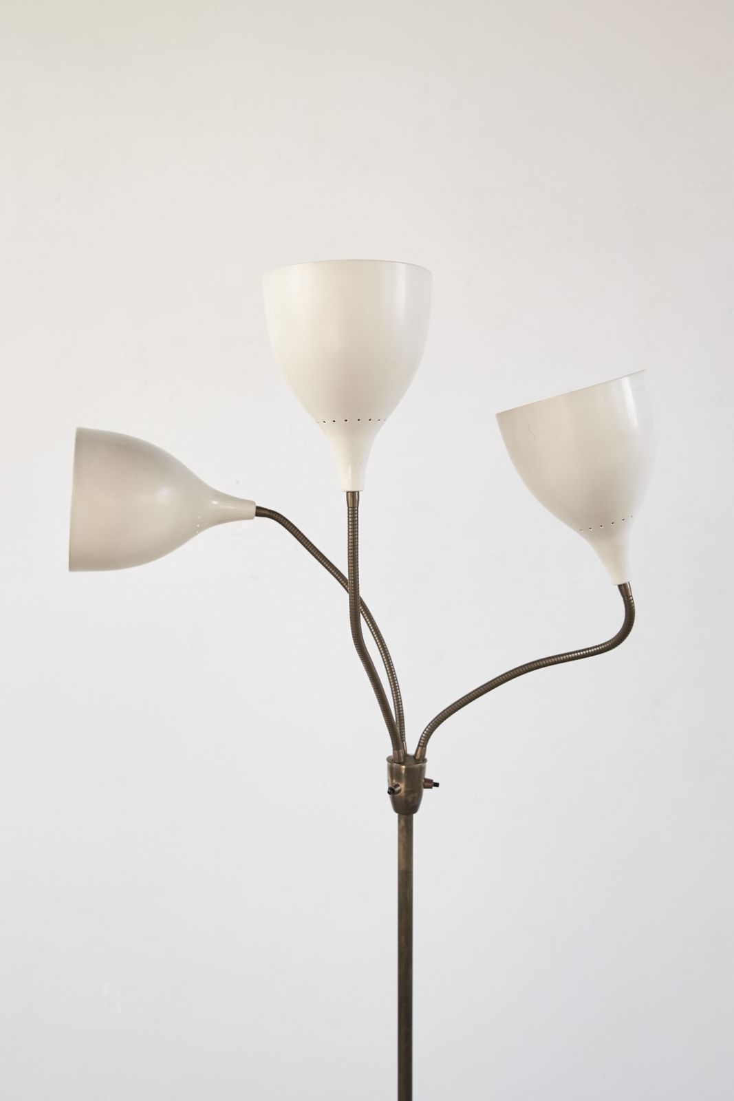 Triple Shade 1950's Italian Brass And Aluminium Stilnovo Floor Light photo furniture