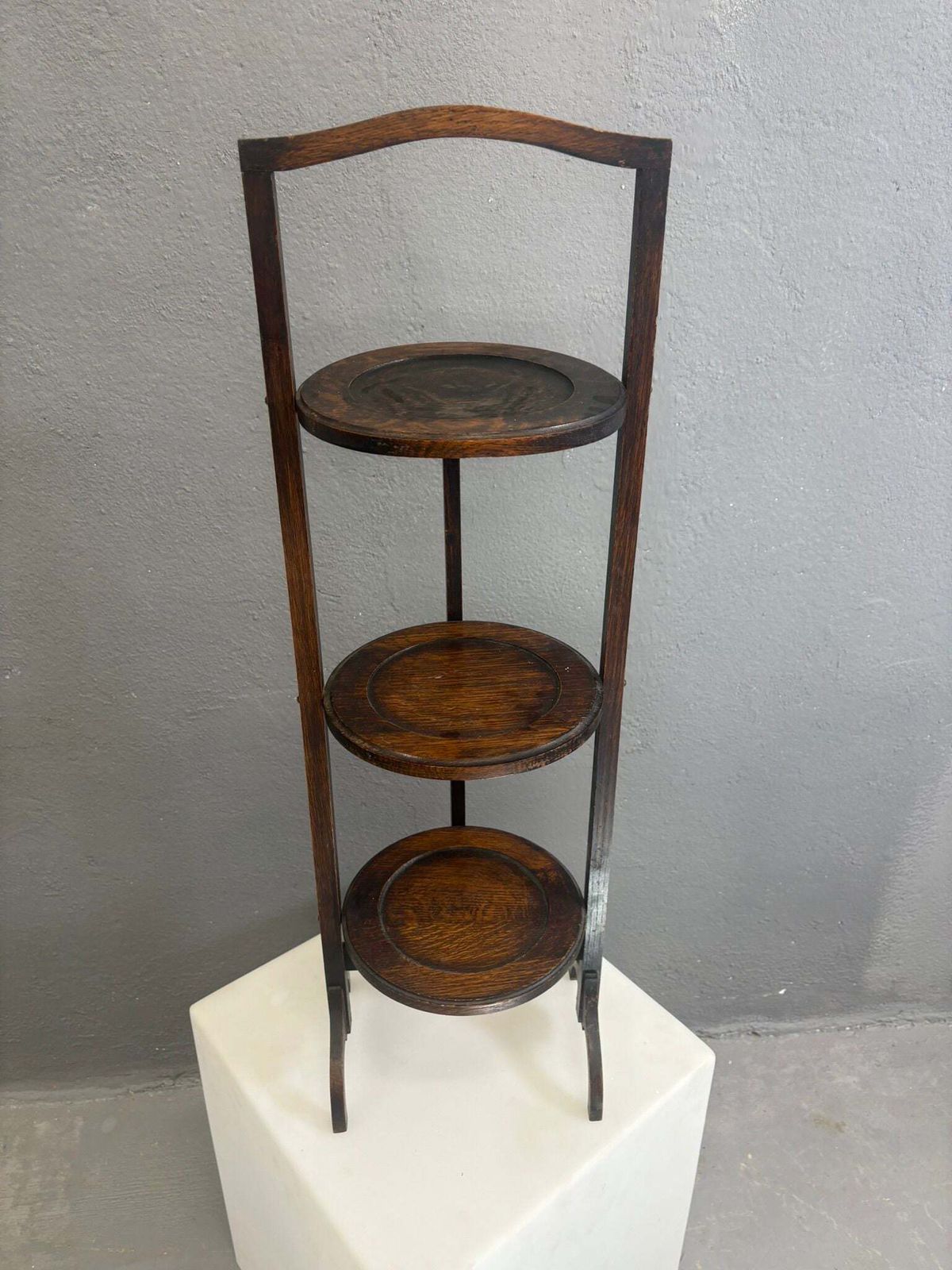 Vintage 3 Tier Cake Stand Dark Wood Serving Stand 1920s Europe photo buy