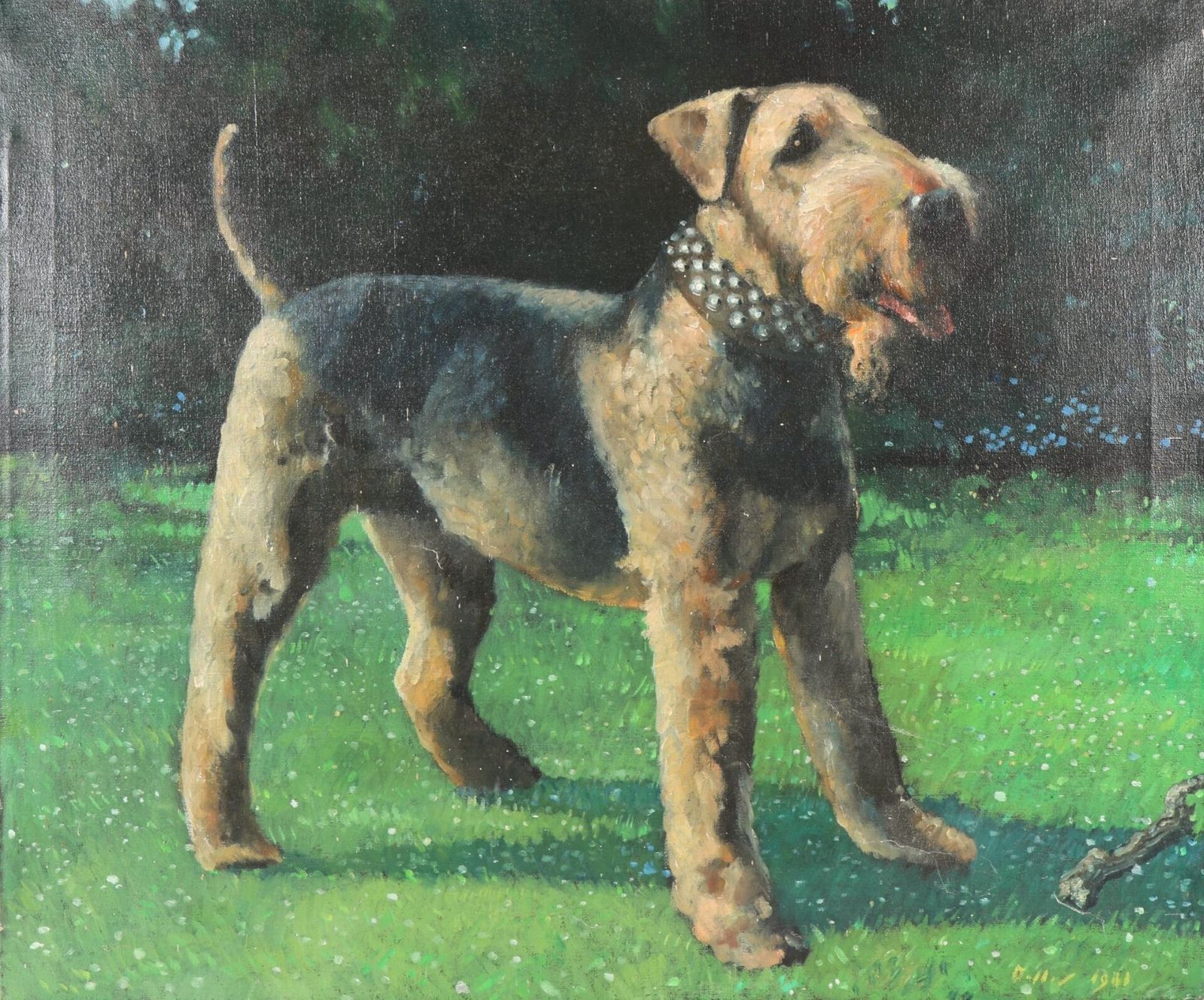 Oil Painting Of An Airedale Terrier 'Ben', Signed Dellal