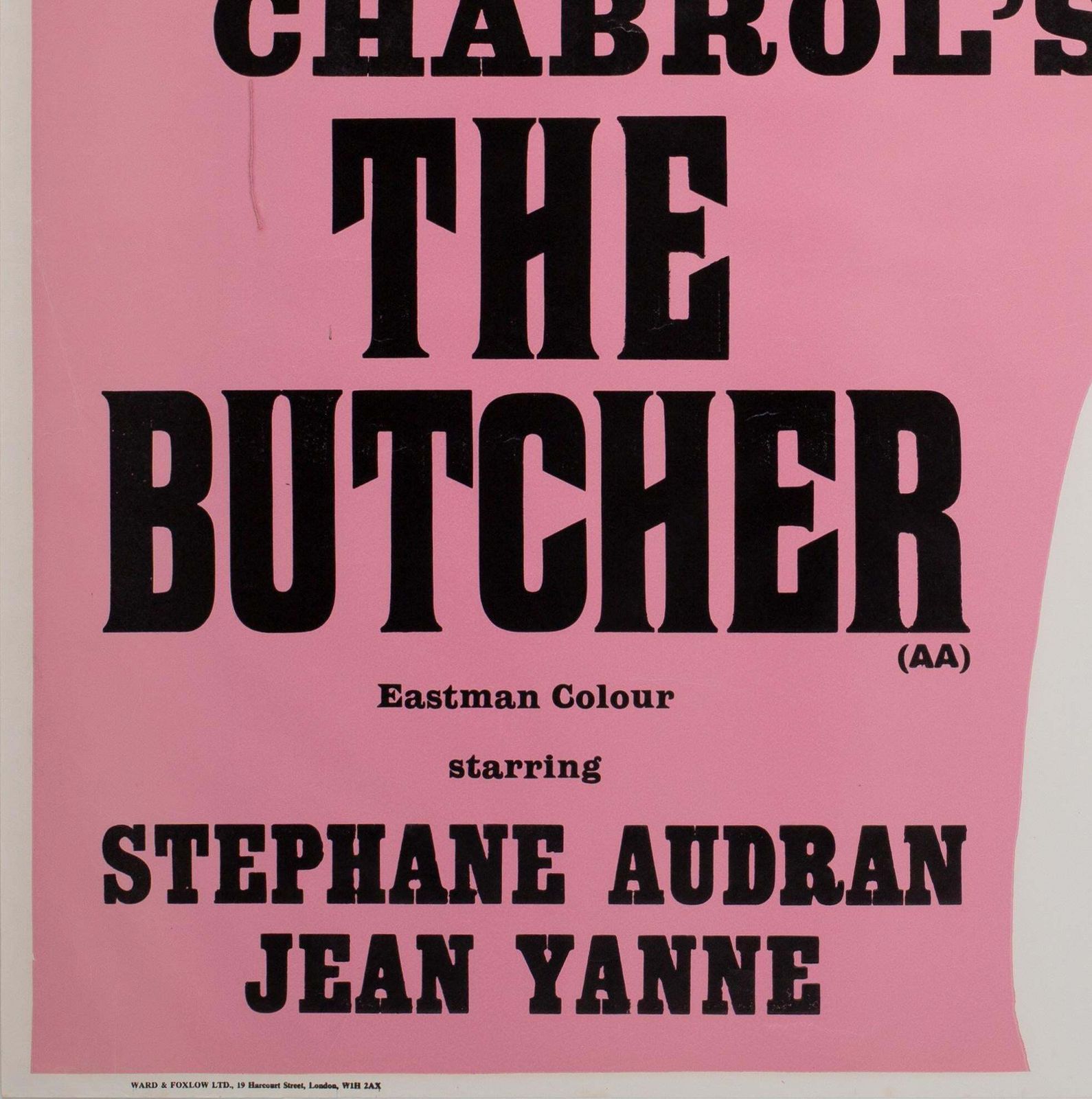 The Butcher 1972 Academy Cinema London UK Quad Film Poster, Strausfeld. photo vinterior