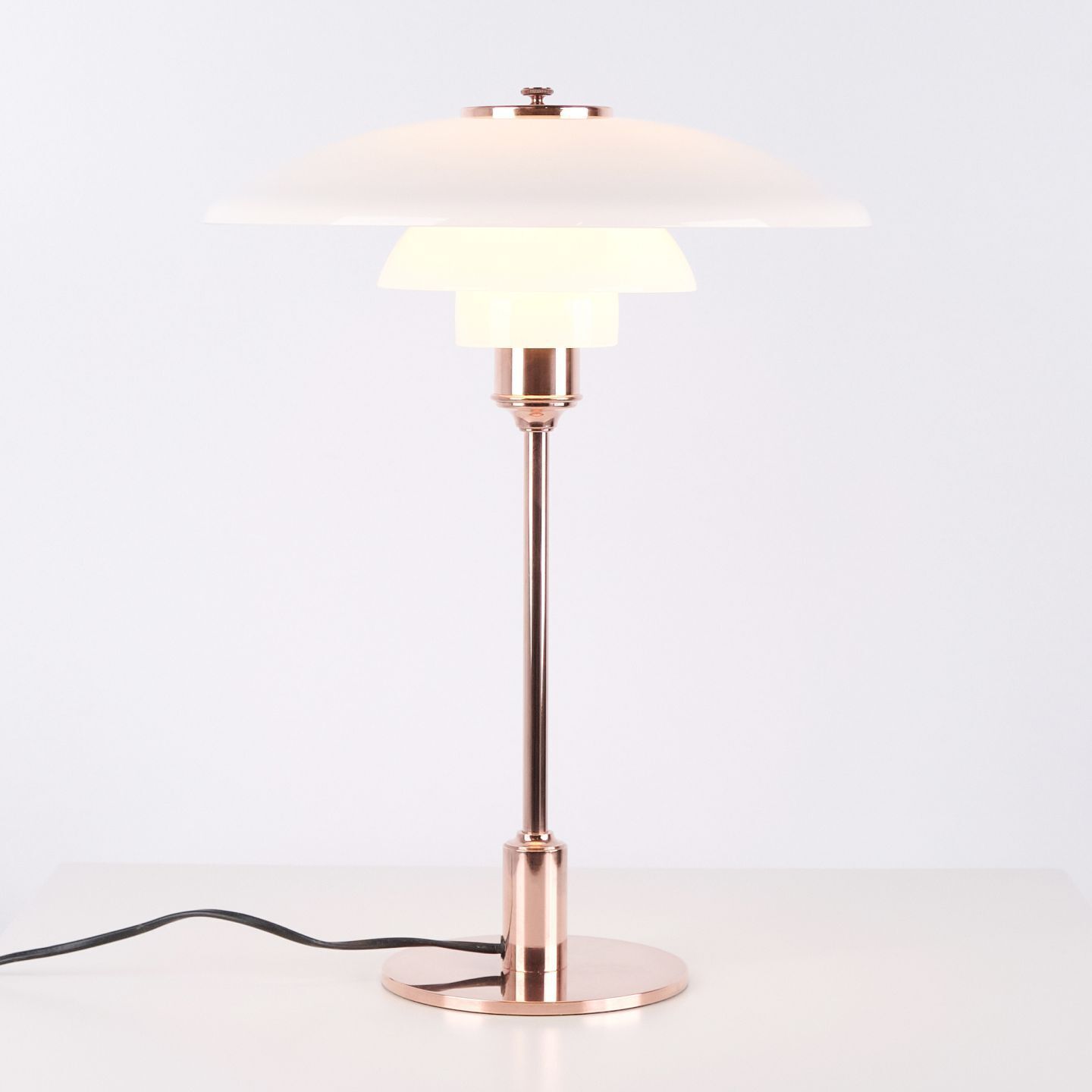 Poul Henningsen Table Lamp Model Ph 3½ 2½ Limited Edition In Copper And White Opal Glass For Louis Poulsen