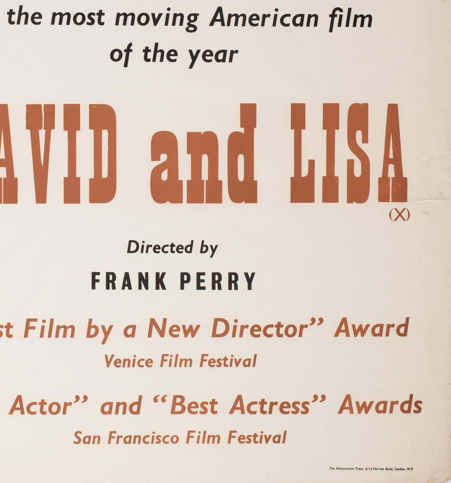 David And Lisa 1963 Academy Cinema Uk Quad Film Poster, Strausfeld. photo vintage