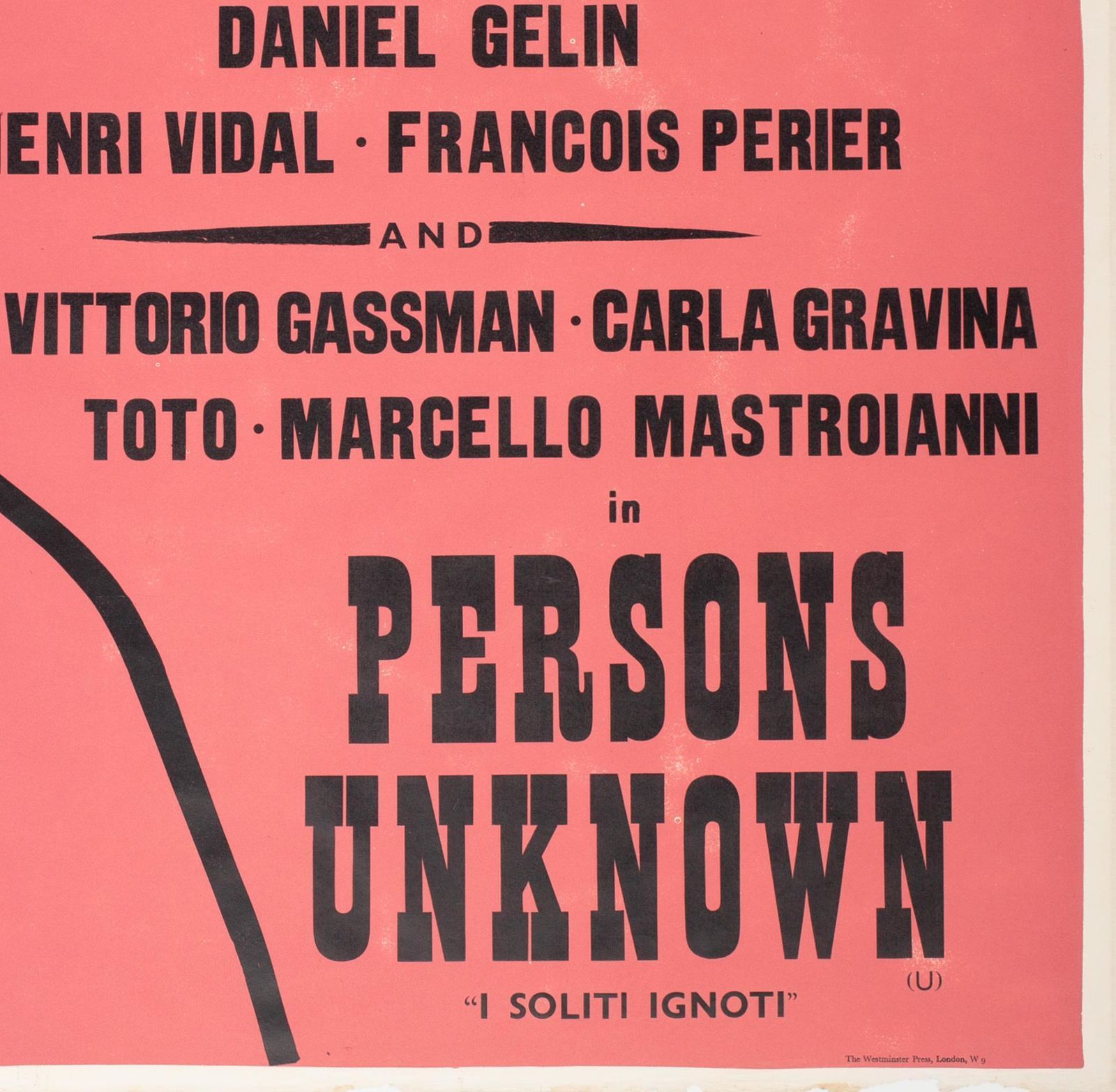 Charmants Garcons/Persons Unknown 1959 Academy Cinema Film Poster, Strausfeld. photo vintage