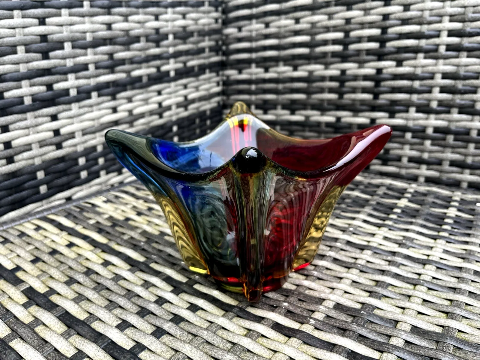 Mid Century Multicolour Sommerso Glass Bowl Vintage Ccc Murano Style Japanese ? photo Home Decor