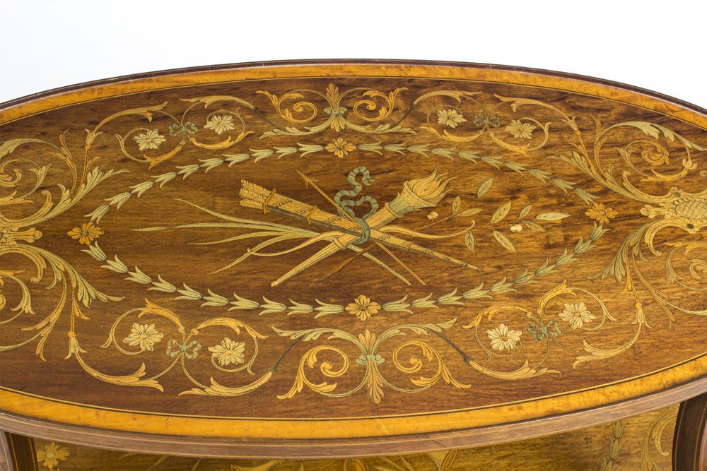 photo vinterior Antique English Mahogany & Satin Wood Etagere Table  19th C