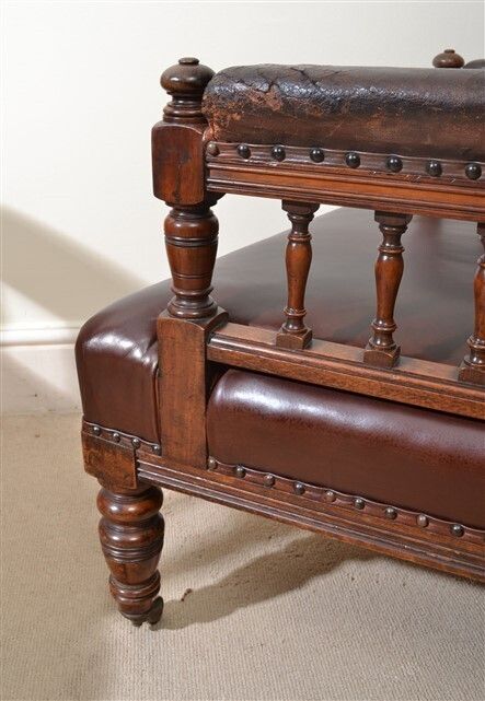 Antique Pair Of English Walnut Leather Armchairs 19th C photo buy