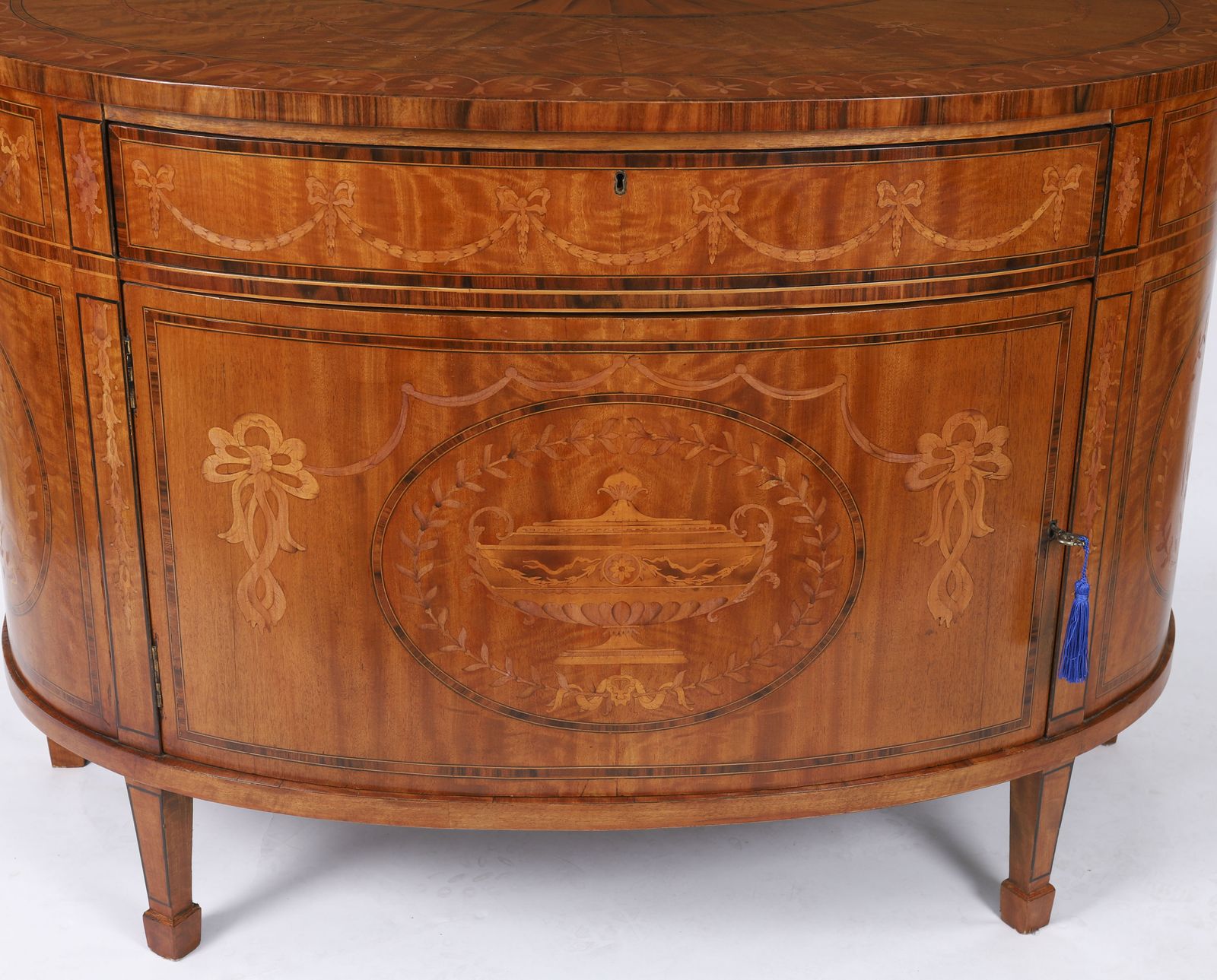 English Sheraton Revival Satinwood And Marquetry Cabinet  Circa 1900 photo Furniture