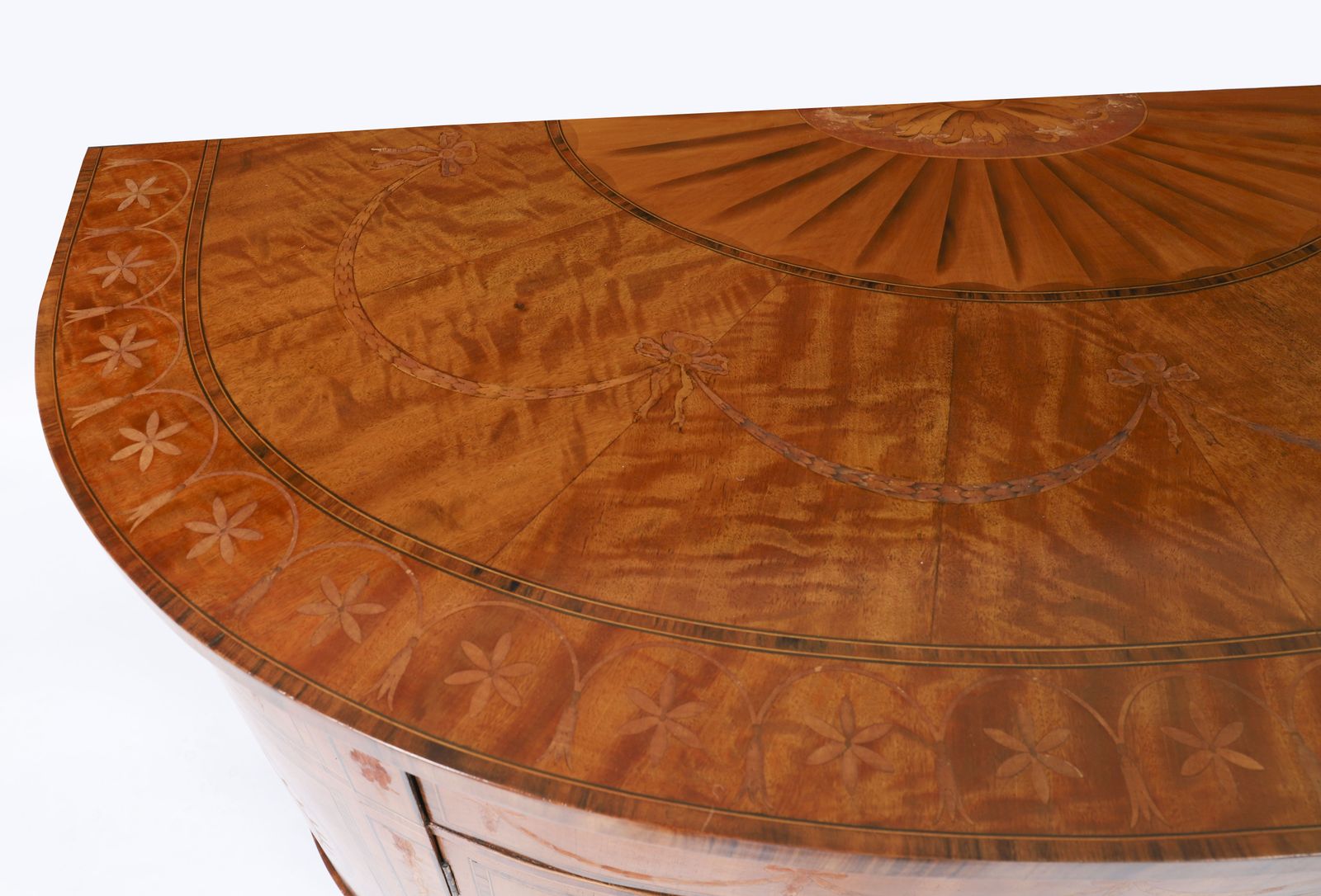 Furniture English Sheraton Revival Satinwood And Marquetry Cabinet  Circa 1900 photo