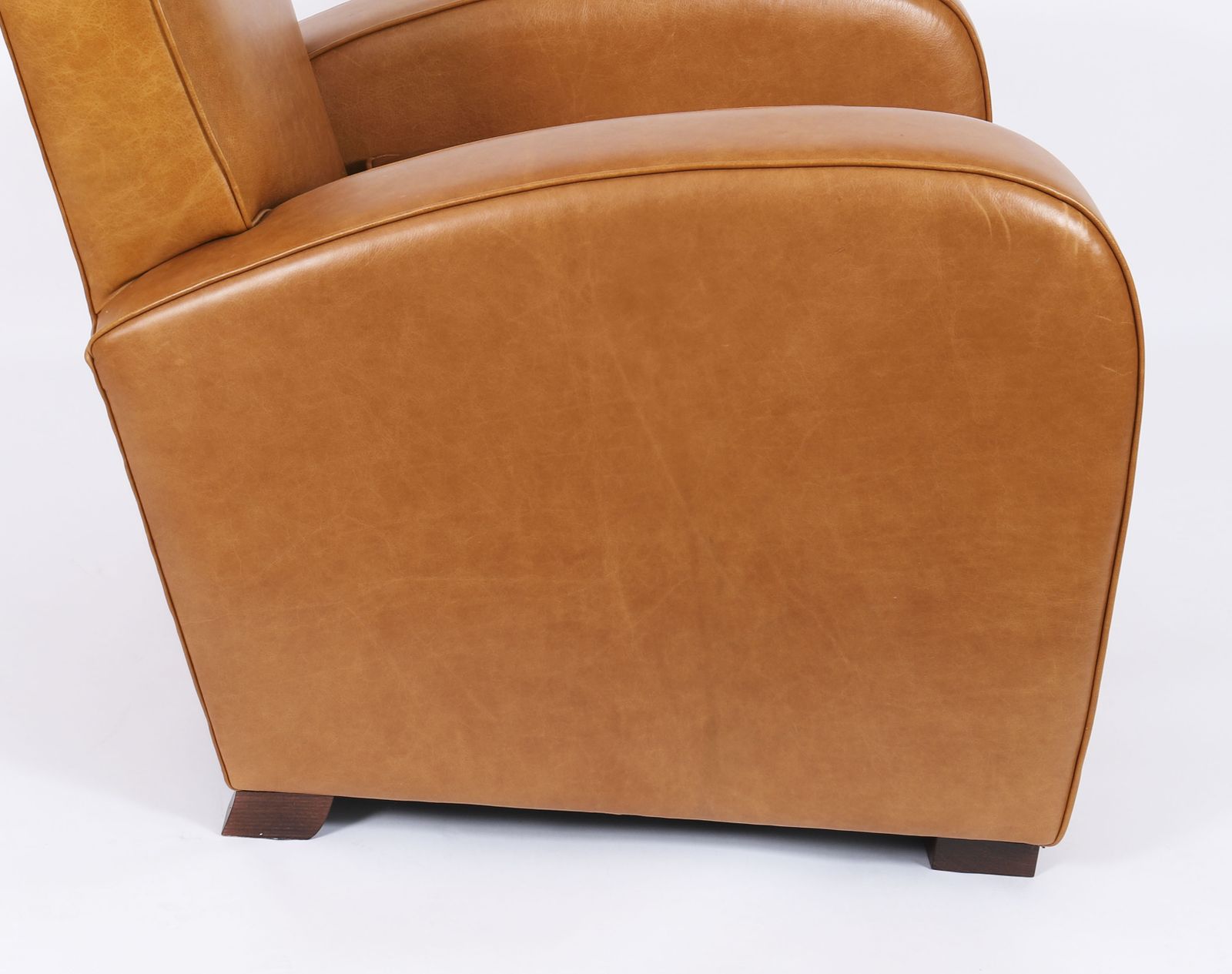 Bespoke English Handmade Art Deco Leather Arm Chair  Bruciato Colour photo vintage