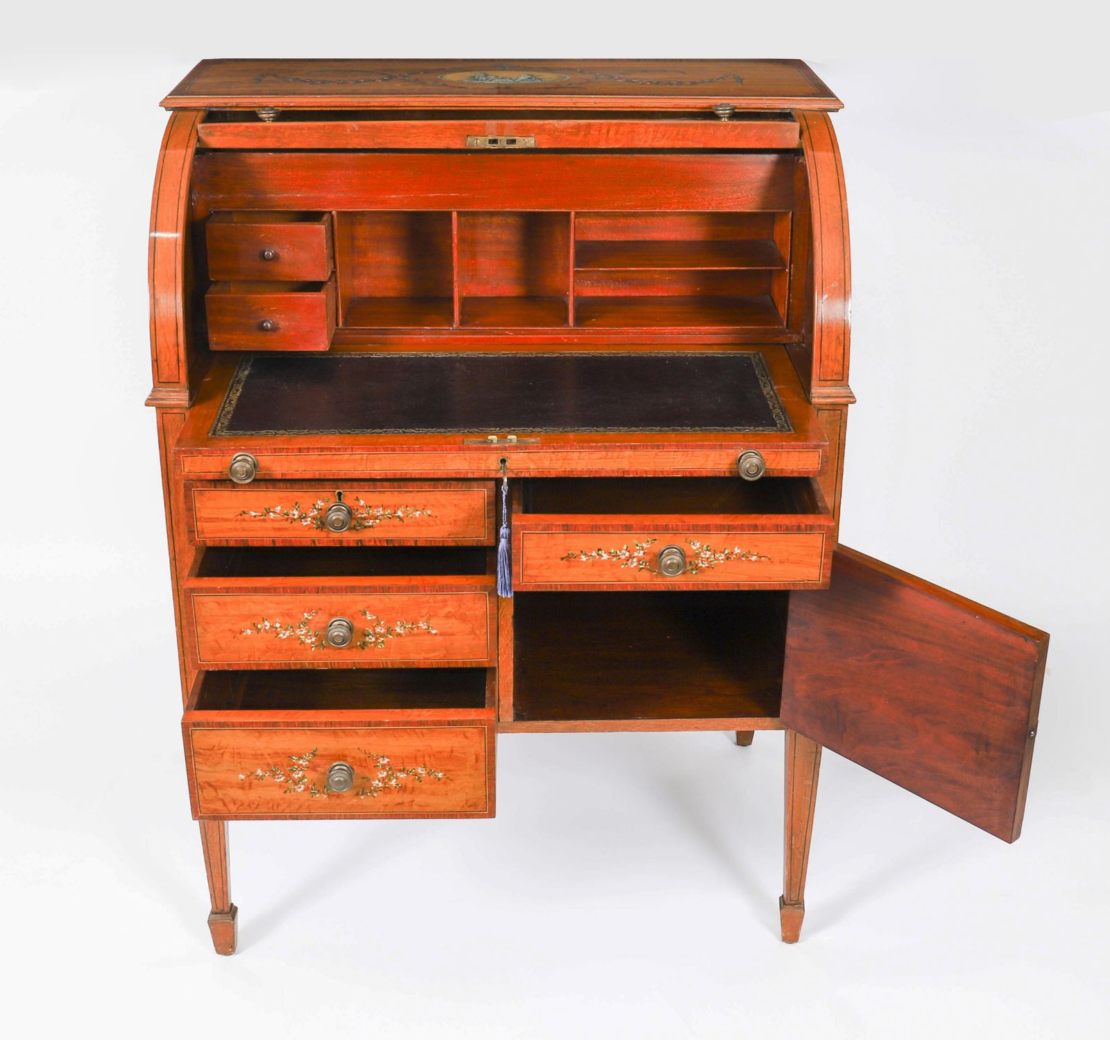 2350.0 English Late Victorian Sheraton Revival Satin Wood Bureau C.1890 photo