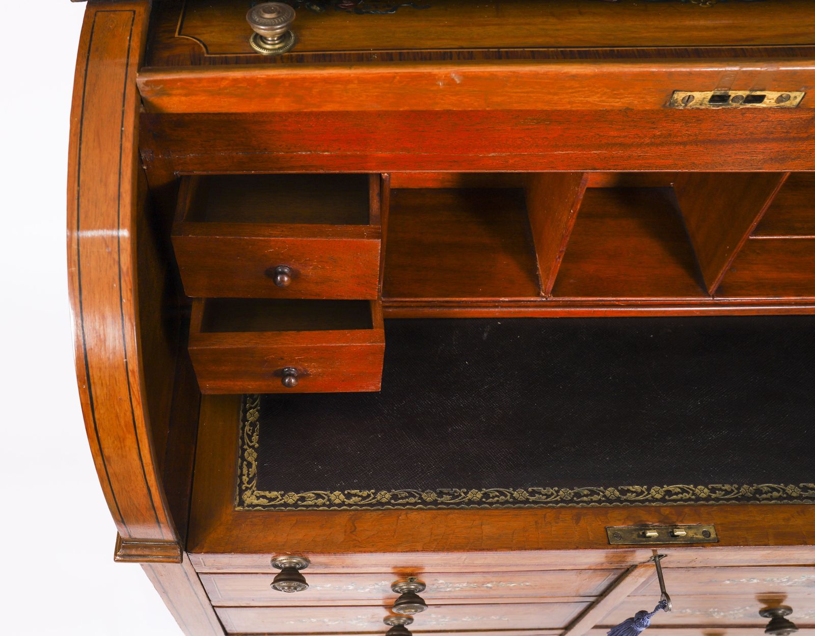 photo buy English Late Victorian Sheraton Revival Satin Wood Bureau C.1890