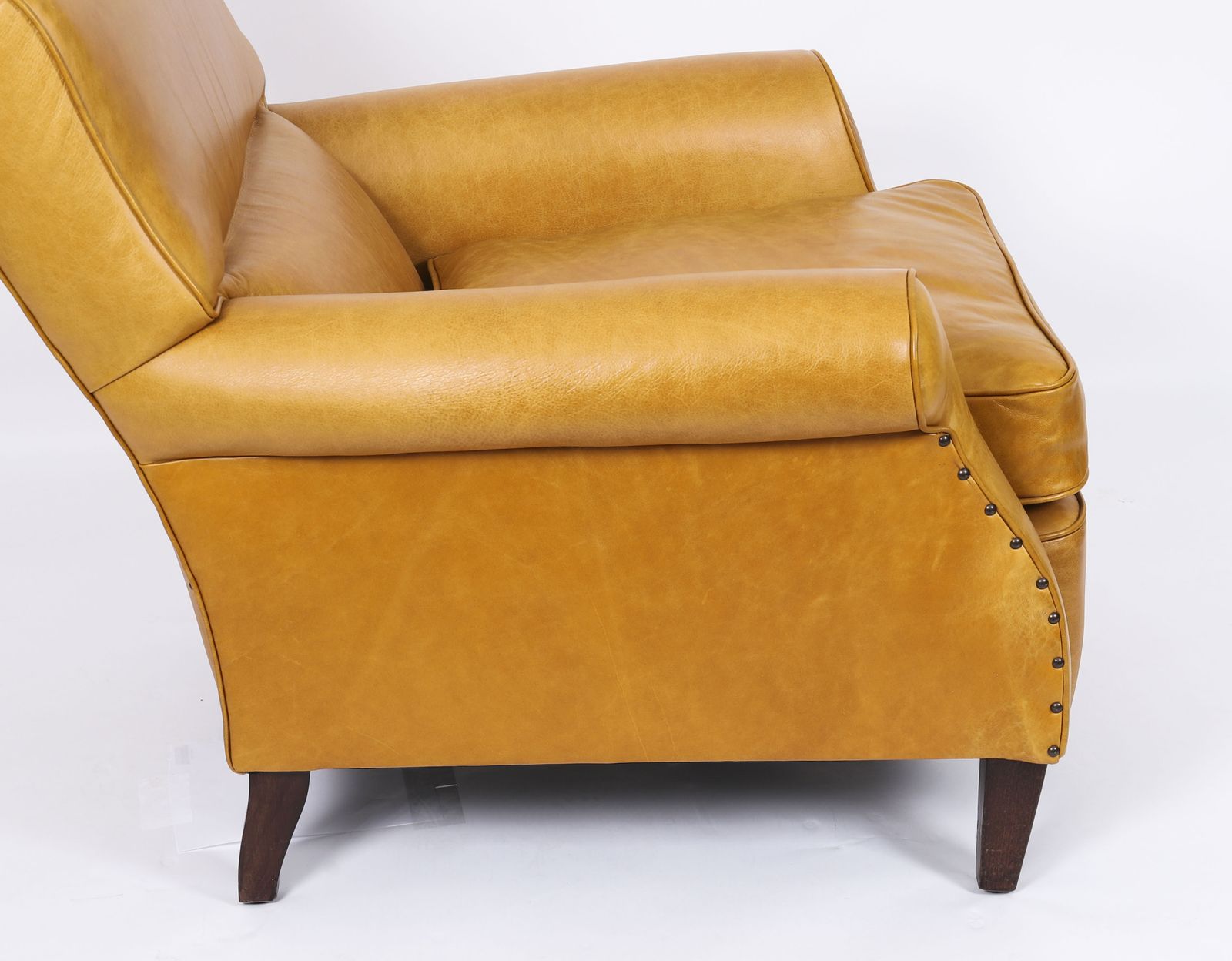 English Art Deco Club Leather Armchair Caramel Tan, Circa 1930 photo vintage