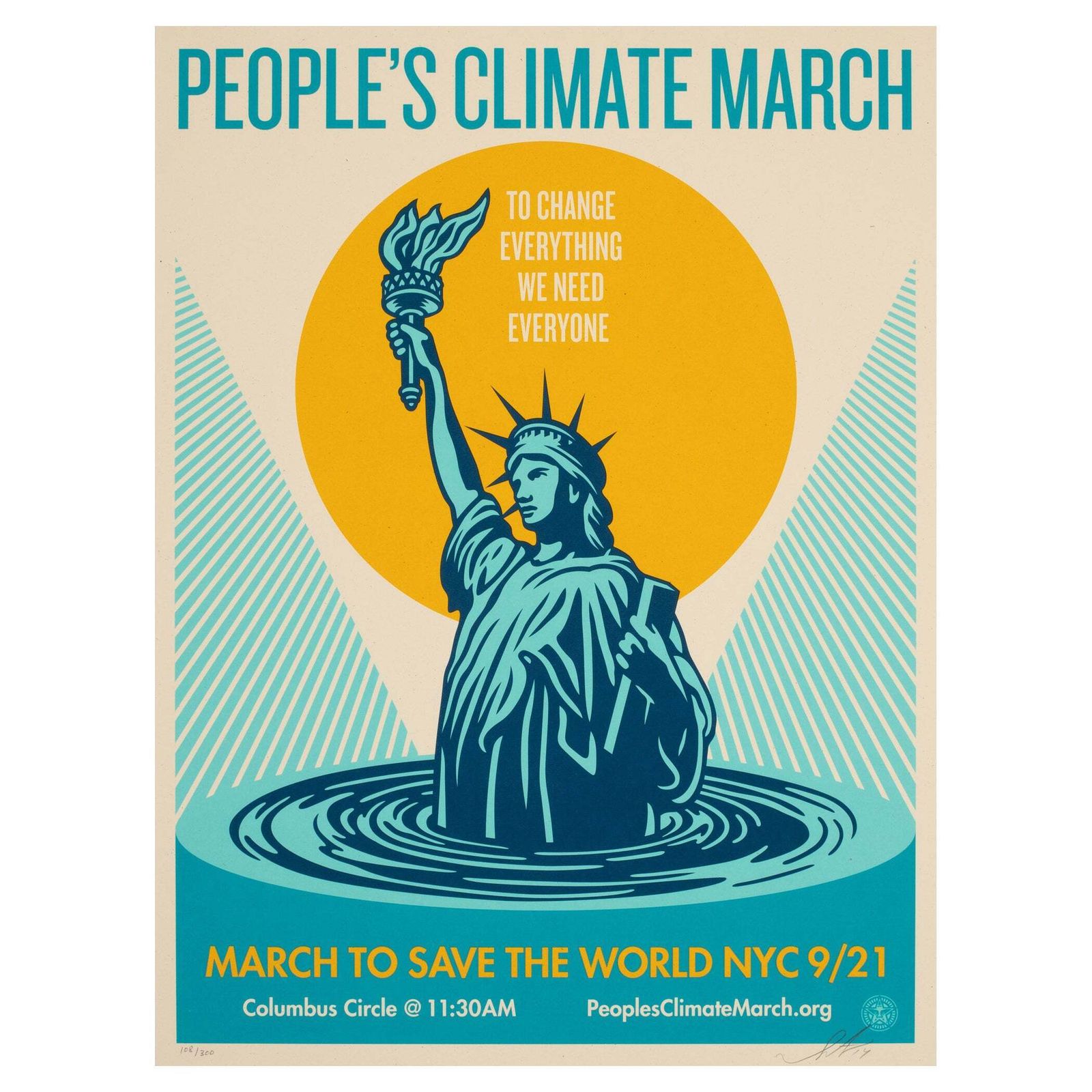 People's Climate March 2014 Protest Signed Limited Edition Print, Shepard Fairey.