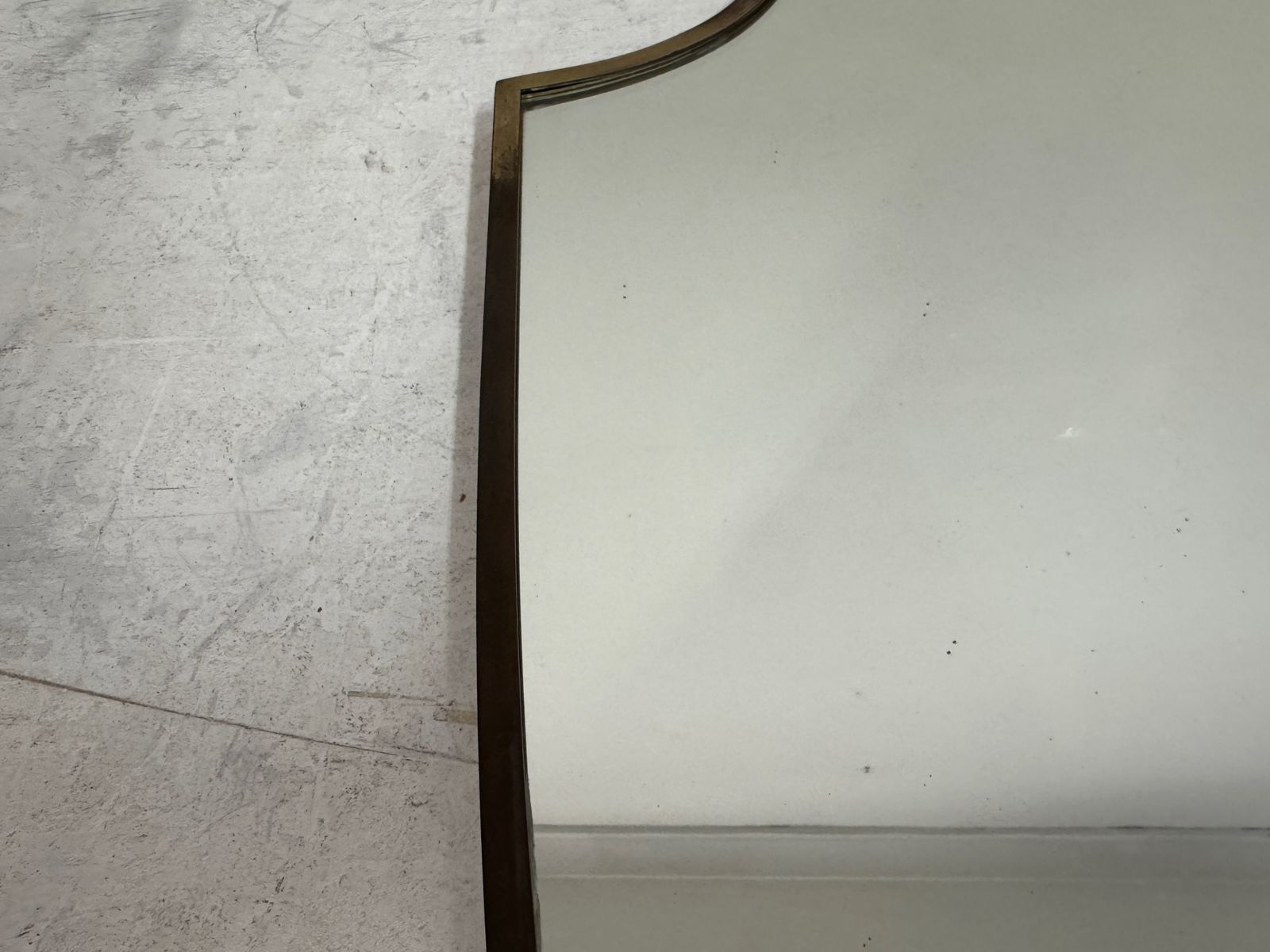 photo furniture 1950s Italian Brass Shield Shape Mirror