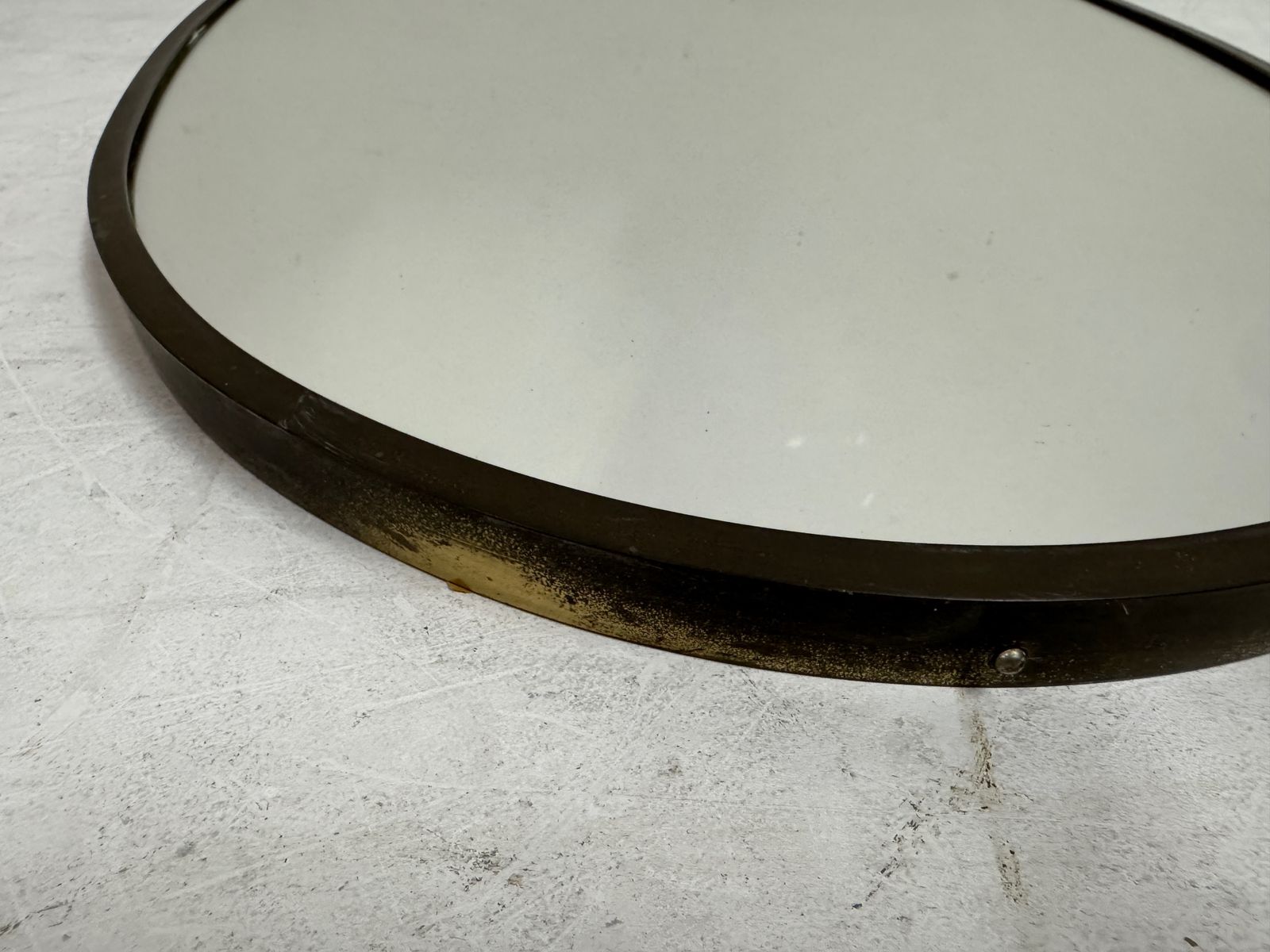 photo for sale 1950s Italian Brass Shield Shape Mirror