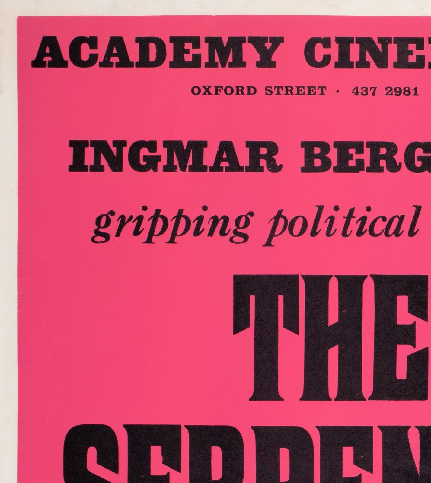« The Serpent's Egg », affiche de cinéma Academy Cinema UK Quad, 1978, Strausfeld. photo for sale