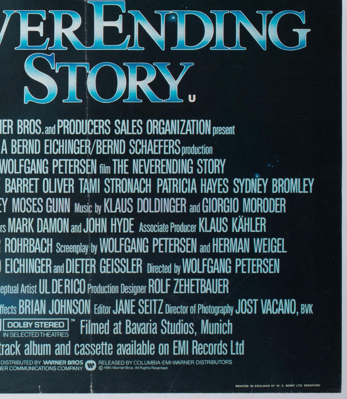 Affiche de cinéma The Never Ending Story, UK Quad, 1985, Casaro. photo vintage
