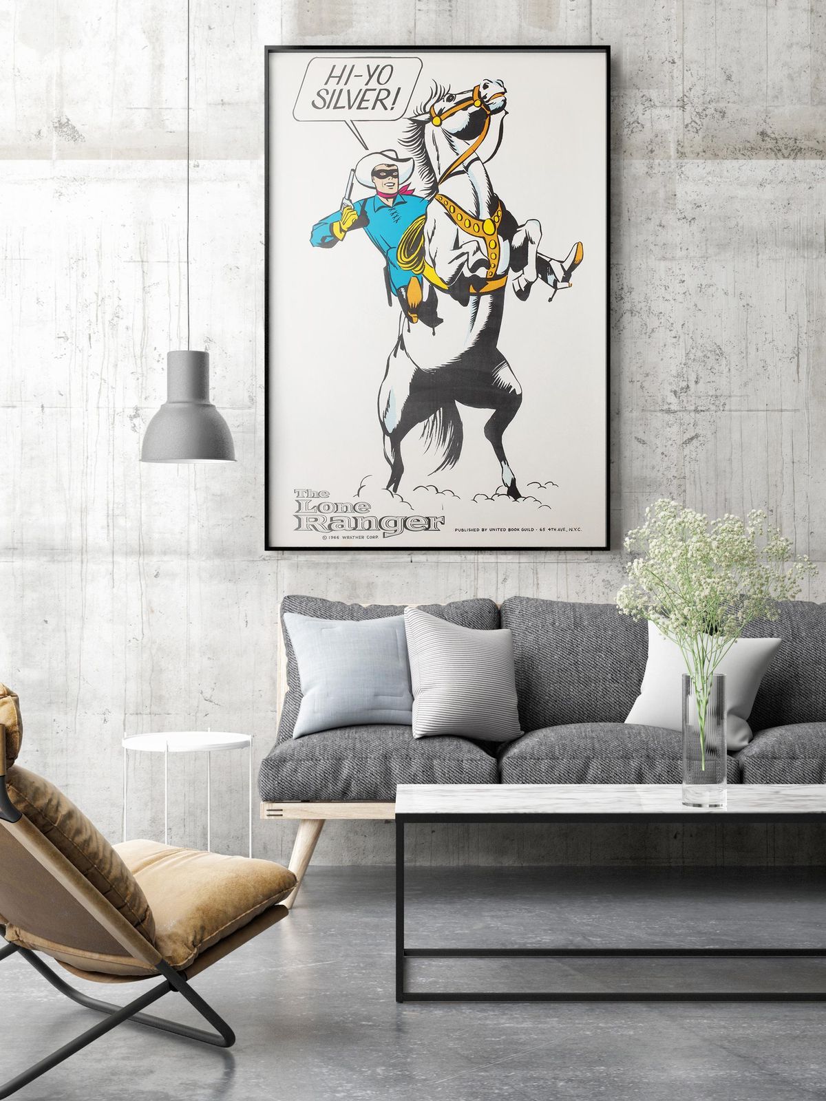 Original Vintage Hi Yo Silver The Lone Ranger, Us Poster, 1966. photo furniture