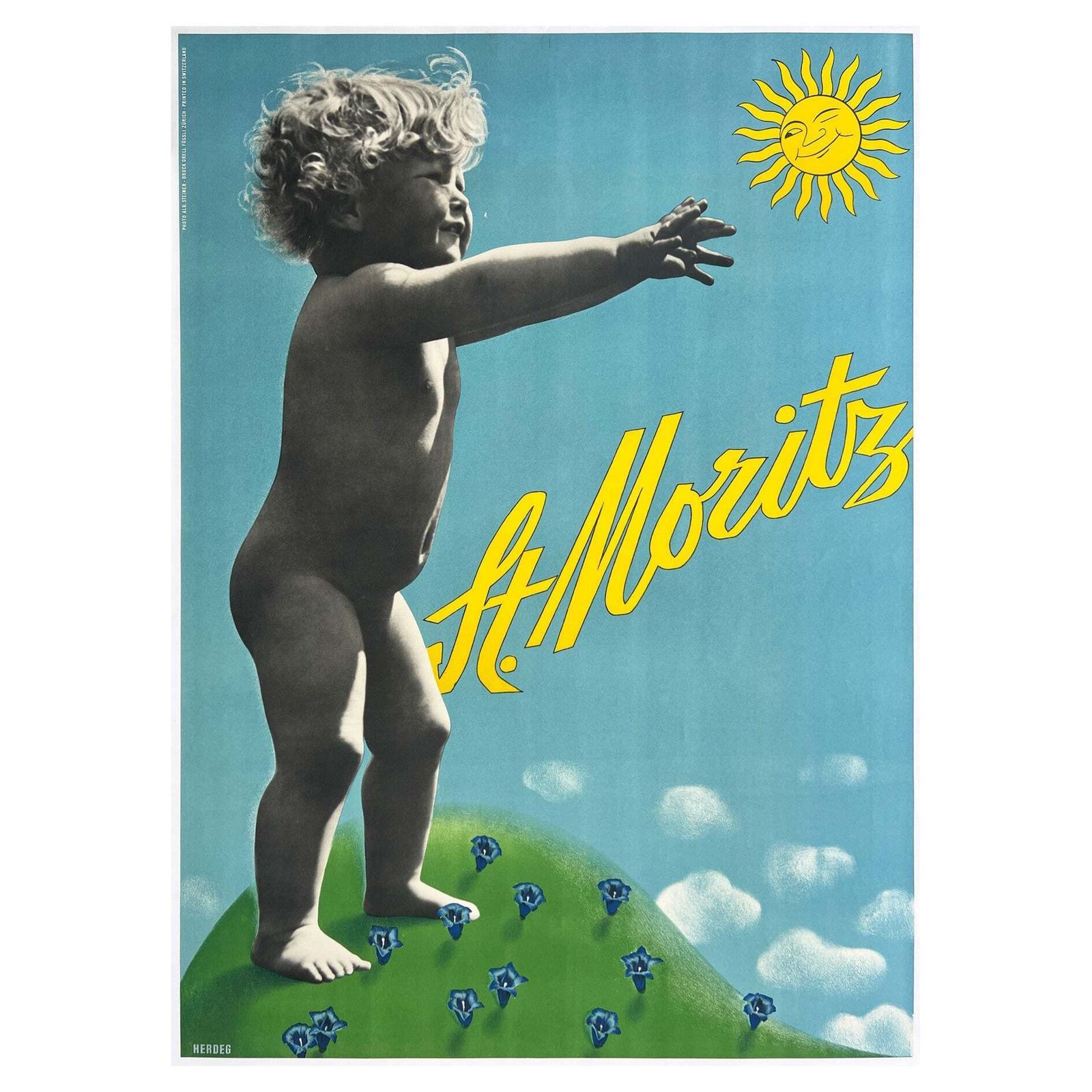 Original 1930s Swiss Travel Poster, Walter Herdeg And Alb Steiner.