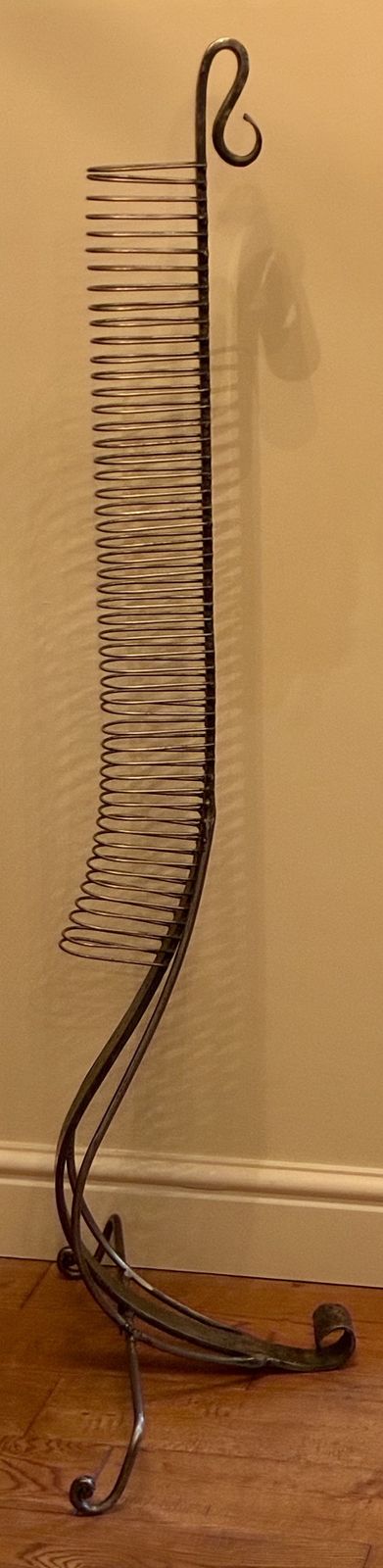 Tall Sculptural Indonesian Wrought Iron Spiral Storage Rack / Cd Stand. Statement Piece photo furniture