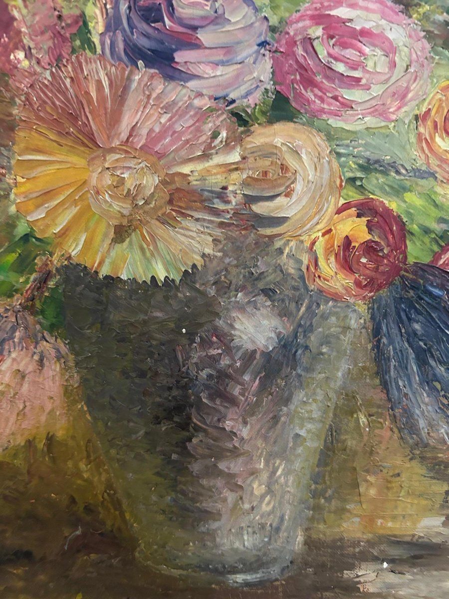 photo for sale R Poirot, Bouquet, 1950s, Oil On Canvas