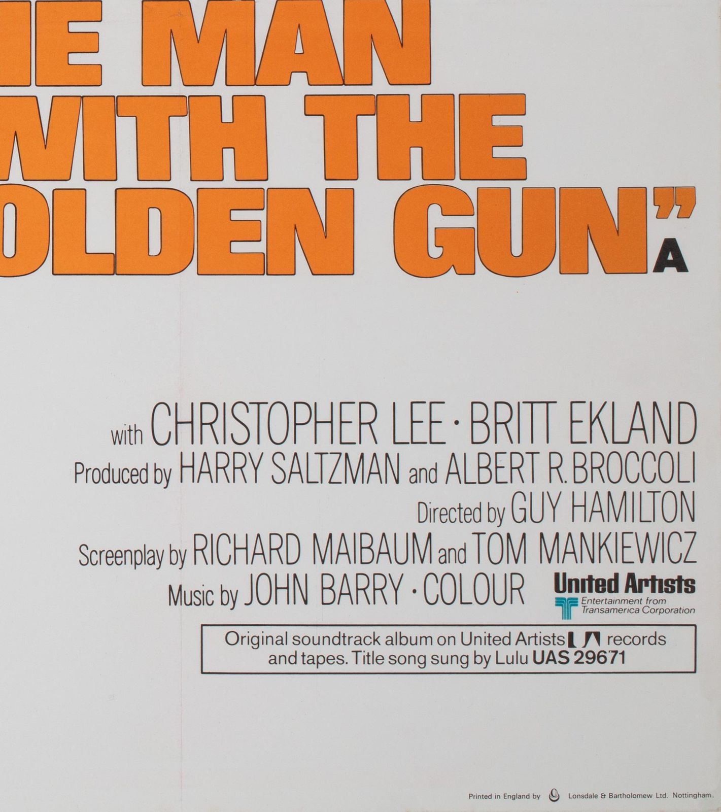 Man With The Golden Gun 1974, James Bond, Uk Film Poster, Robert Mcginnis. photo vintage