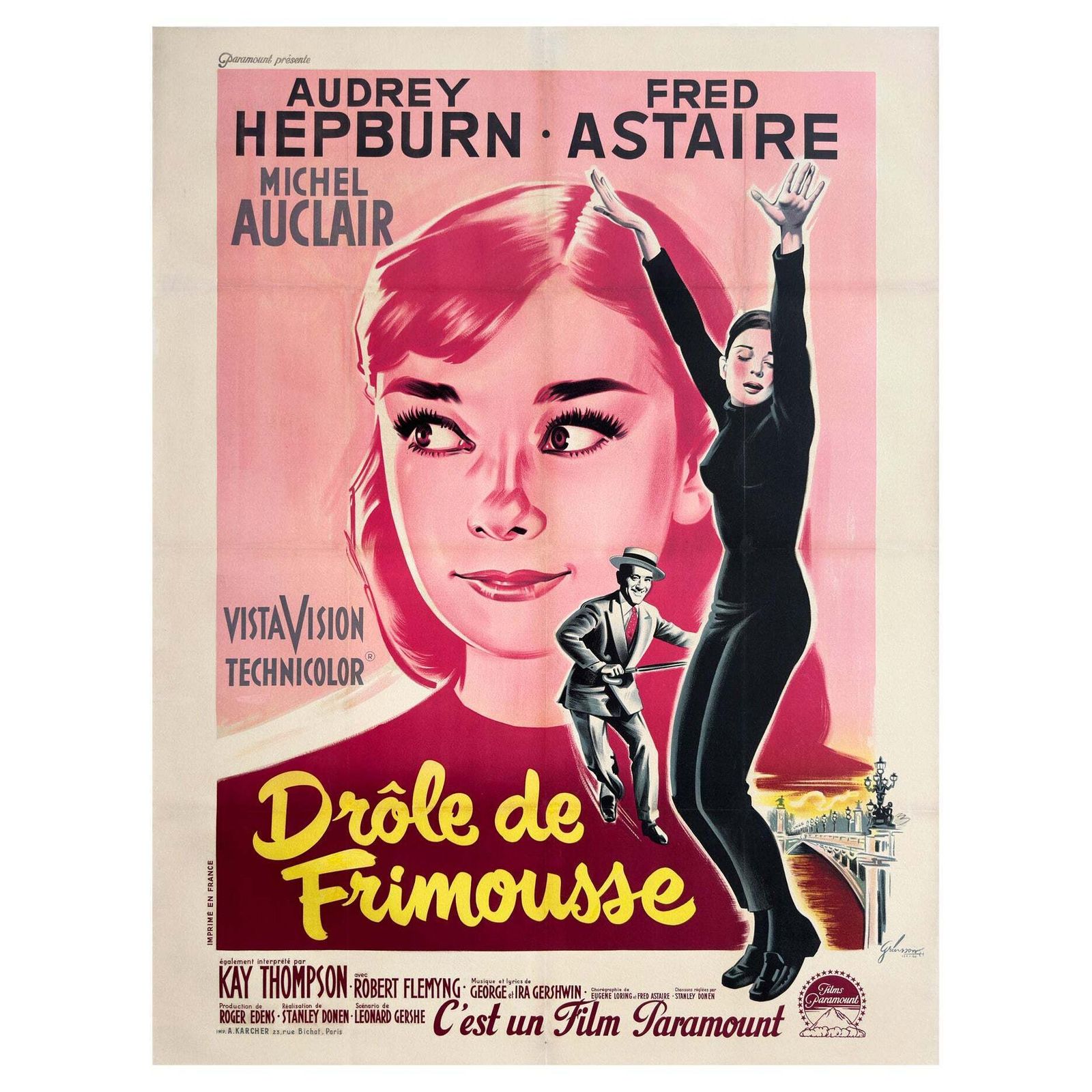 Affiche française Grande du film Funny Face, 1957, Boris Grinsson.