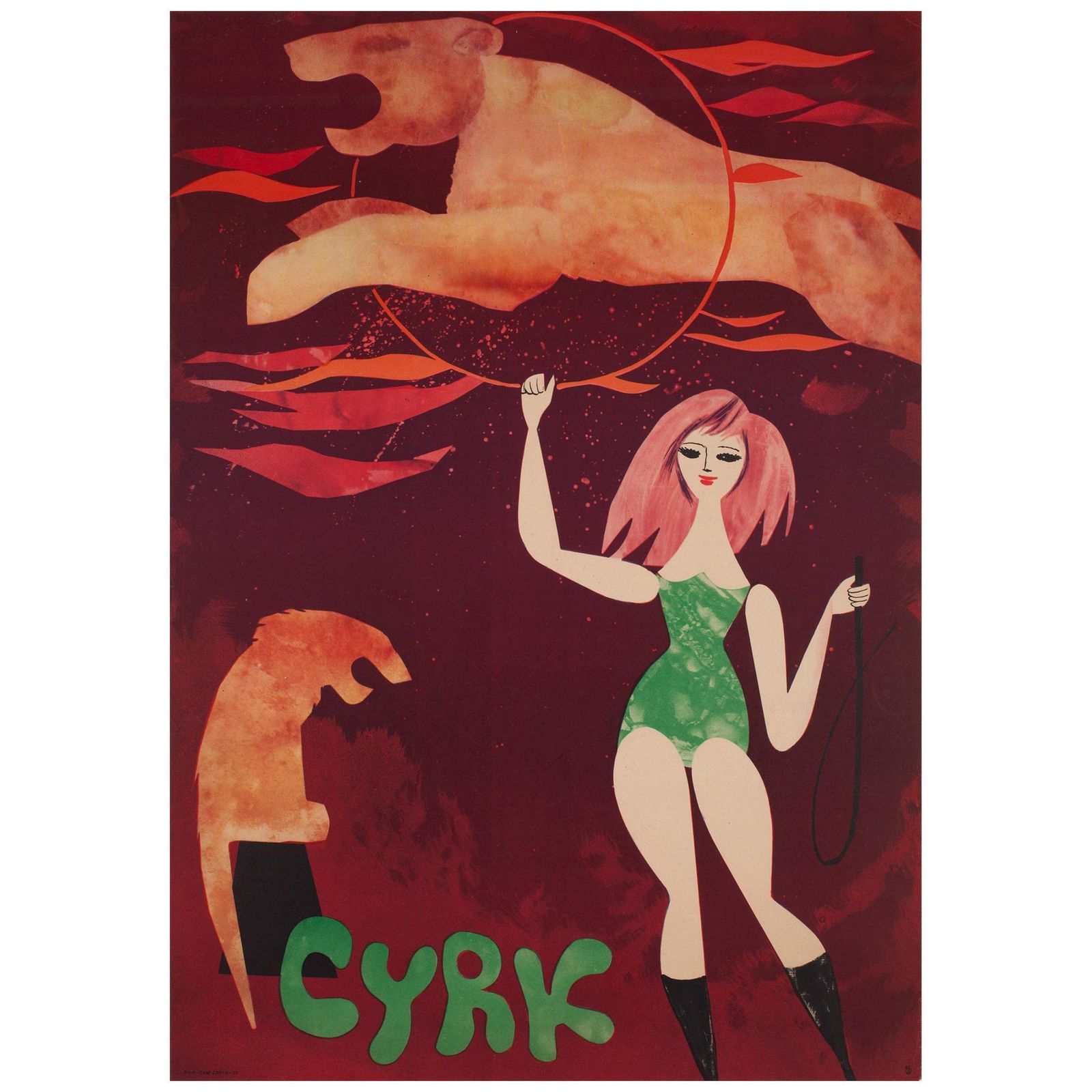 Affiche de cirque polonaise Cyrk, Lion Tamer, années 1960, Srokowski