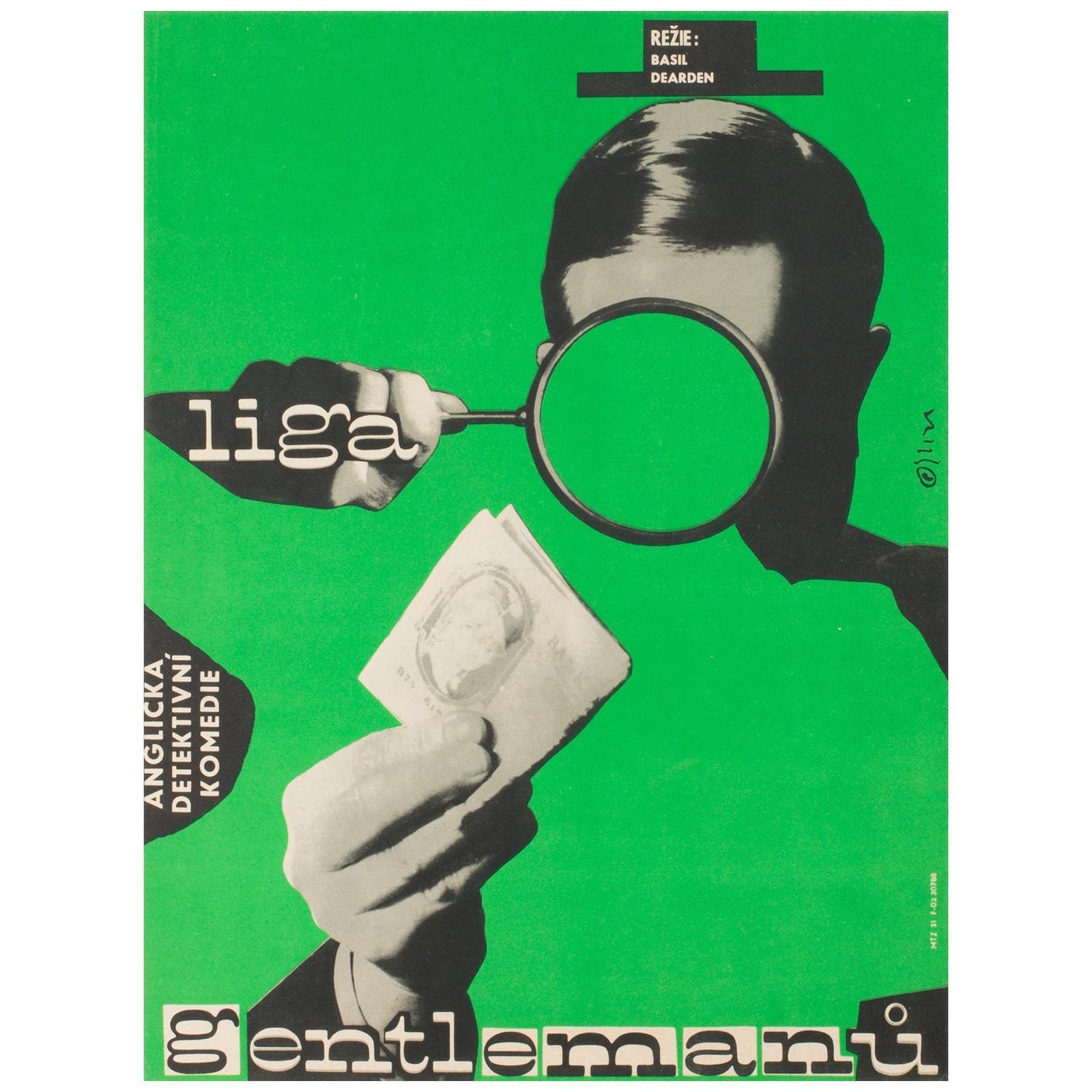 Affiche de cinéma tchèque League Of Gentlemen, Milan Grygar, 1964