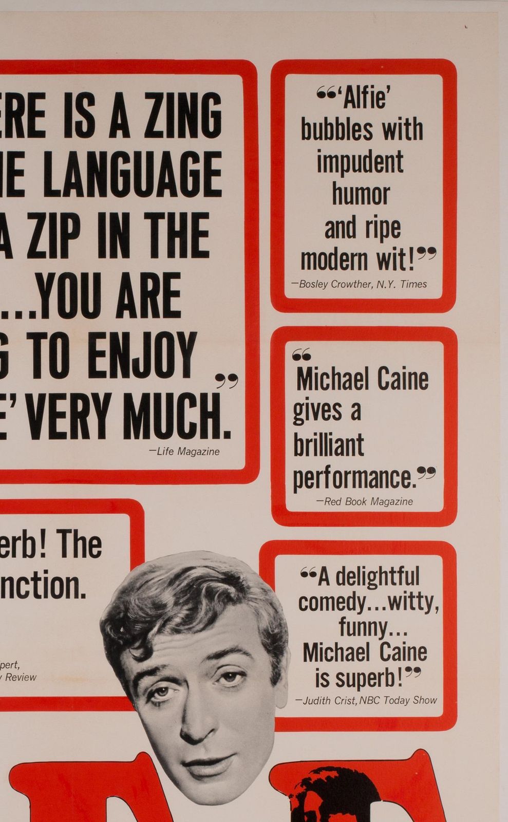 Affiche de cinéma US 1 sheet, Alfie, 1966, contrecollée sur lin photo for sale
