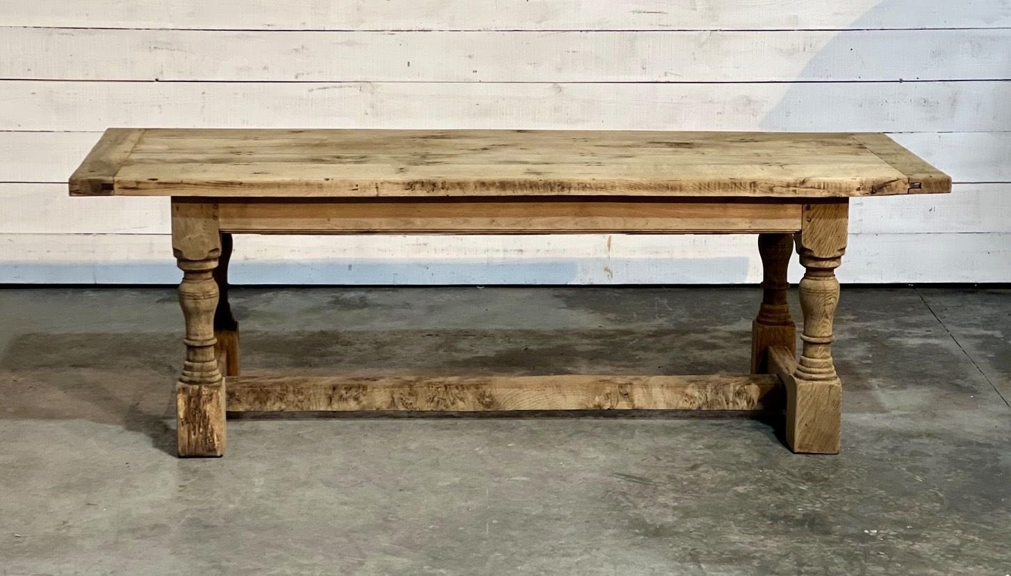 Characterful Bleached Oak Farmhouse Dining Table photo for sale