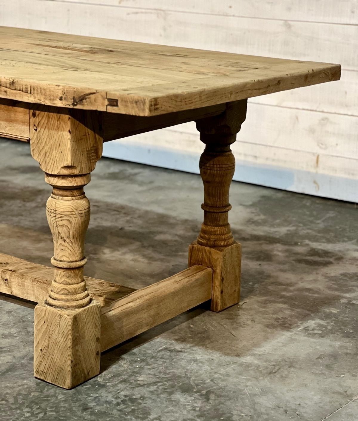 Characterful Bleached Oak Farmhouse Dining Table photo vinterior
